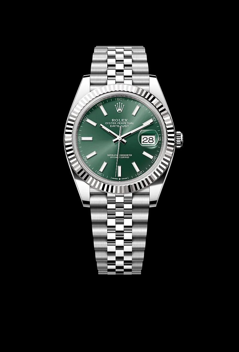Rolex Datejust 41 in Oystersteelcon “Butterfly mother-of-pearl pavé”, lunetta Domed, bracciale Oystersteel