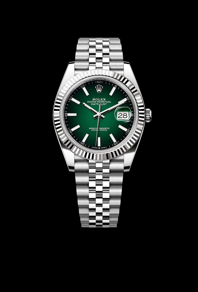 Rolex Datejust 41 in Oystersteelcon “Butterfly mother-of-pearl pavé”, lunetta Domed, bracciale Oystersteel