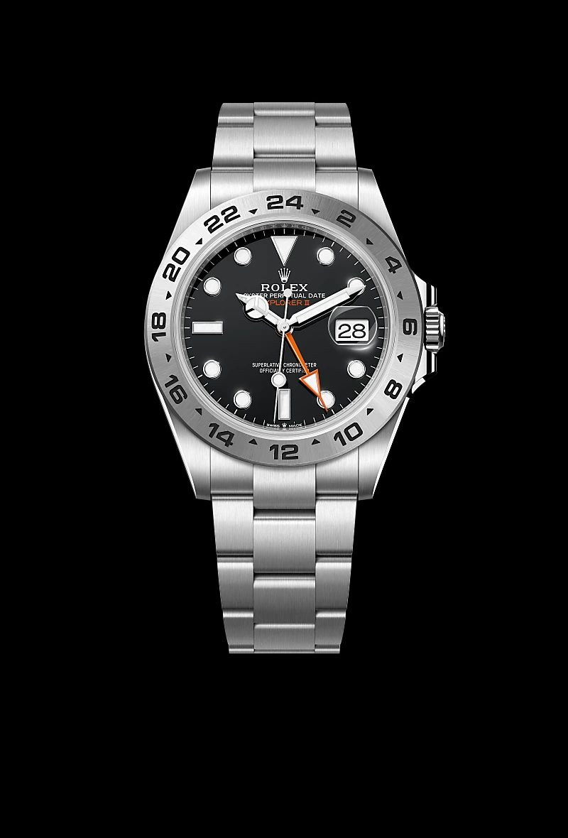 Rolex Explorer II in Oystersteelcon “Butterfly mother-of-pearl pavé”, lunetta Domed, bracciale Oystersteel