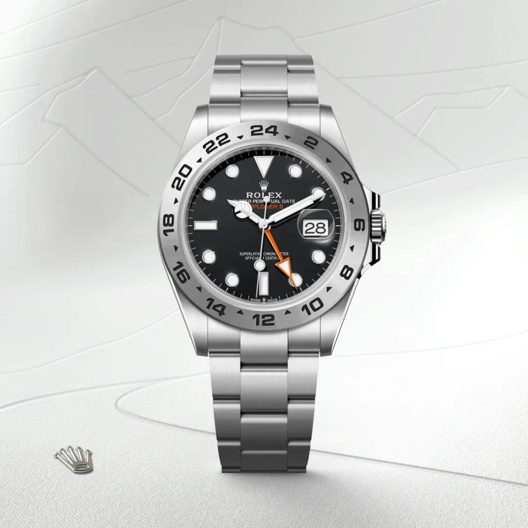 Rolex Explorer II in Oystersteelcon “Butterfly mother-of-pearl pavé”, lunetta Domed, bracciale Oystersteel