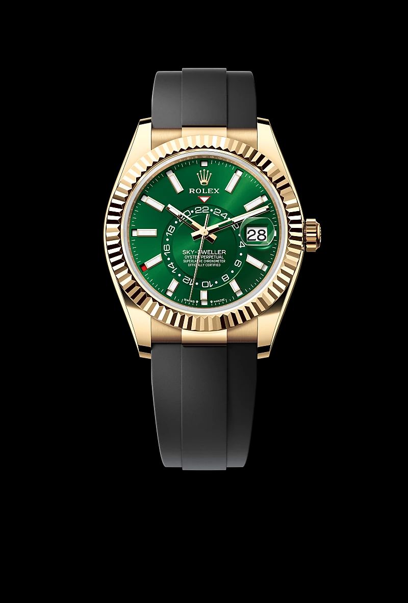 Rolex Sky-Dweller in Oystersteelcon “Butterfly mother-of-pearl pavé”, lunetta Domed, bracciale Oystersteel