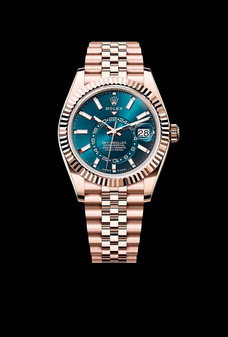 Rolex Sky-Dweller in Oystersteelcon “Butterfly mother-of-pearl pavé”, lunetta Domed, bracciale Oystersteel