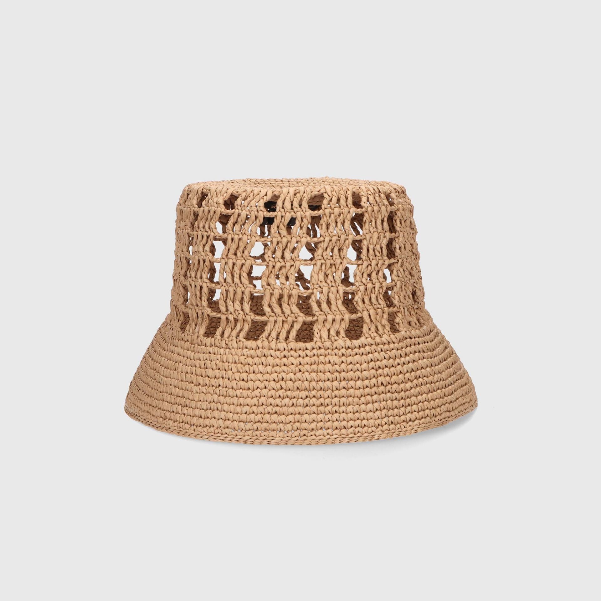 BORSALINO Cappello Jane Bucket Rafia Crochet Oro  230045-04F5