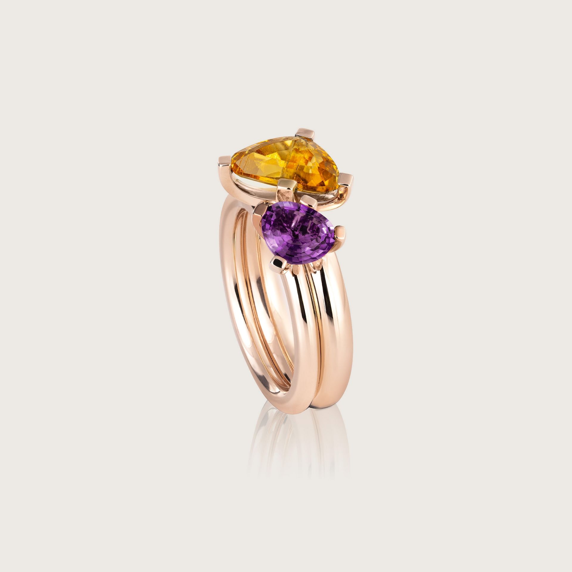 ASTRUA Anello Aquiloni, Oro Rosa, Citrino, Ametista  AQ15CITAM.SXS