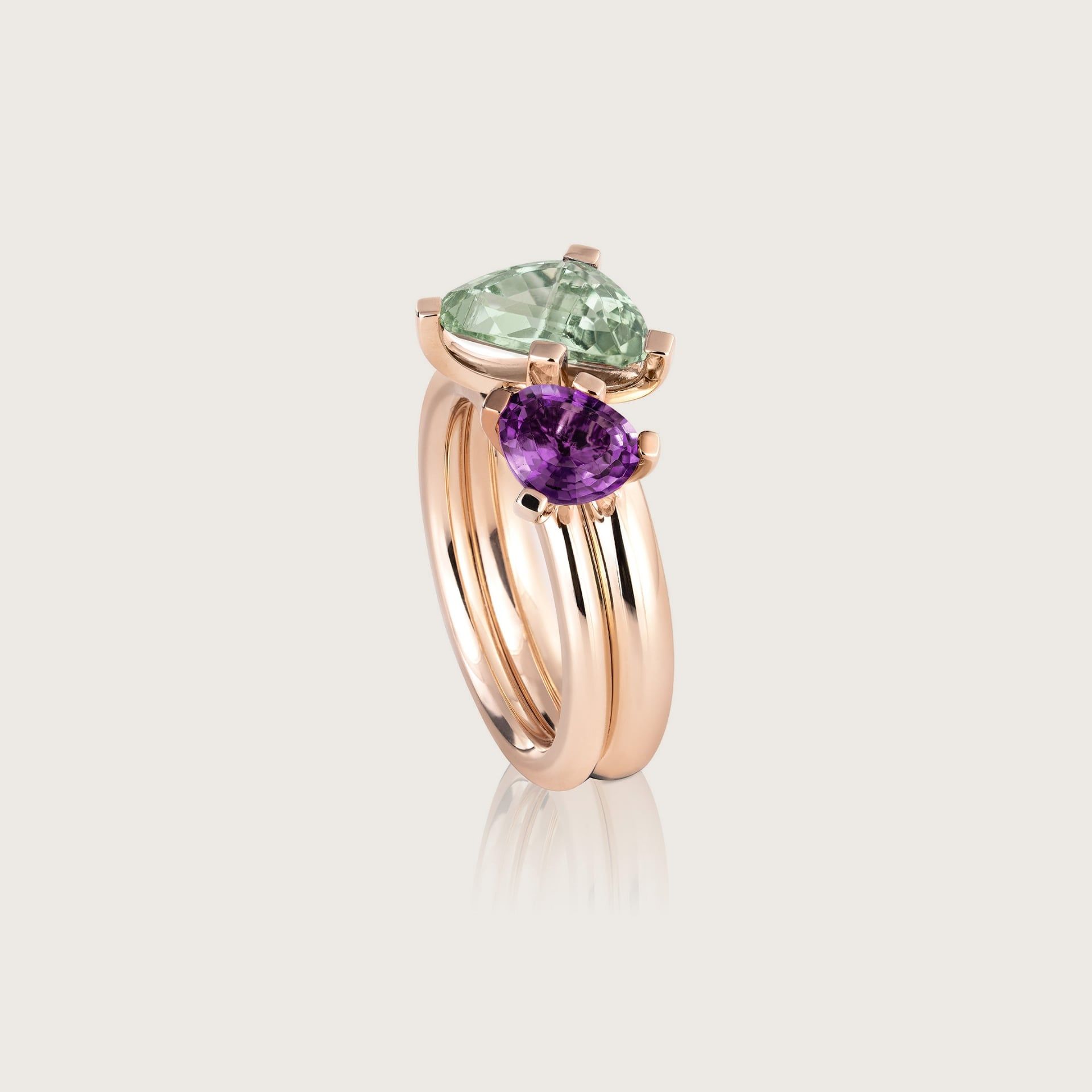 ASTRUA Anello Aquiloni, Oro Rosa, Prasiolite, Ametista  AQ15PRAAM.SXS