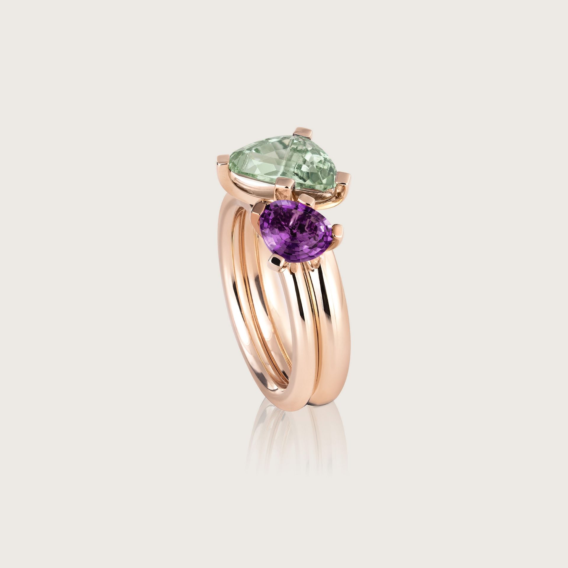 ASTRUA Anello Aquiloni, Oro Rosa, Prasiolite, Ametista  AQ15PRAAM.SXS