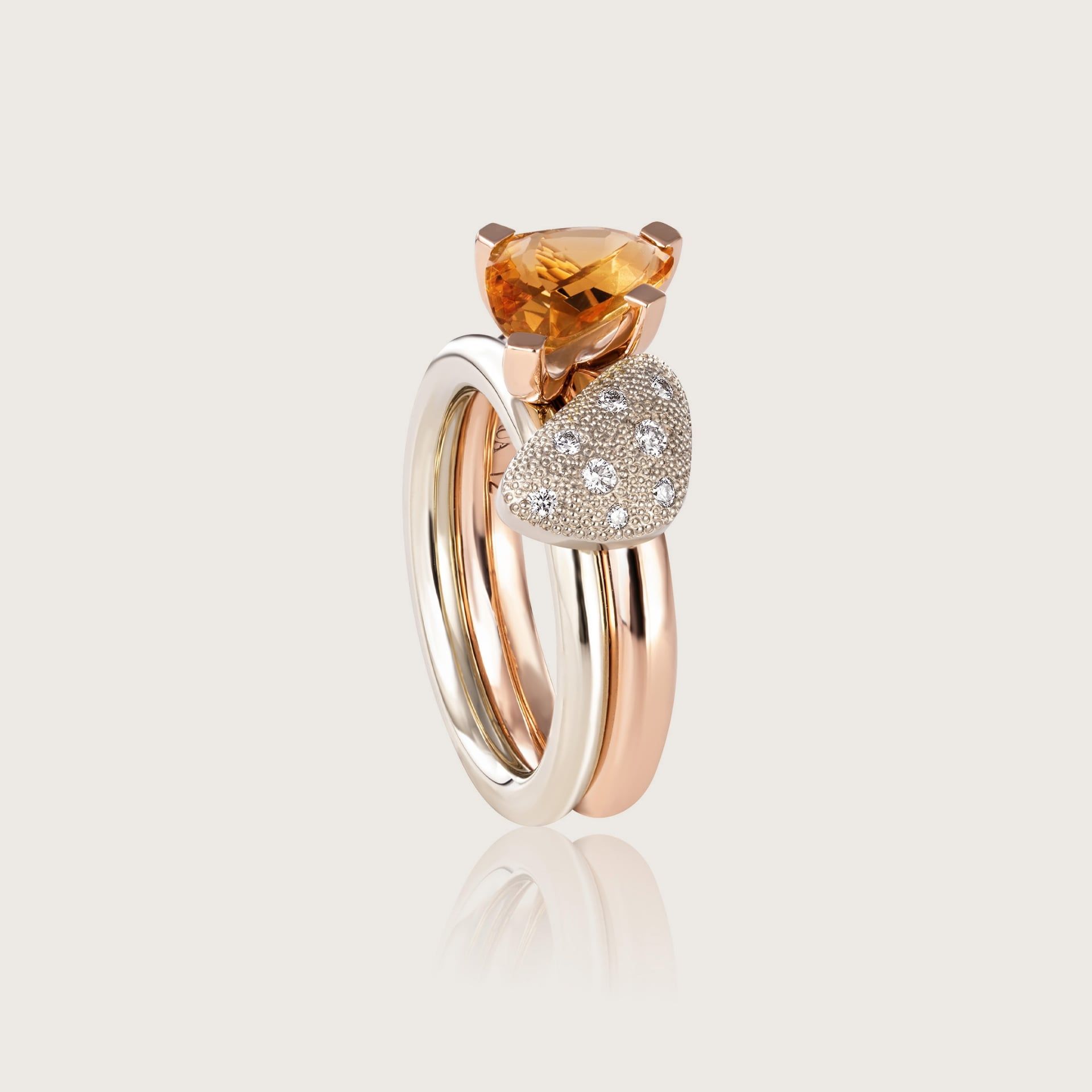 ASTRUA Anello Aquiloni, Oro Rosa, Oro Bianco, Diamanti, Citrino  AQ15CIT9PD.XSS