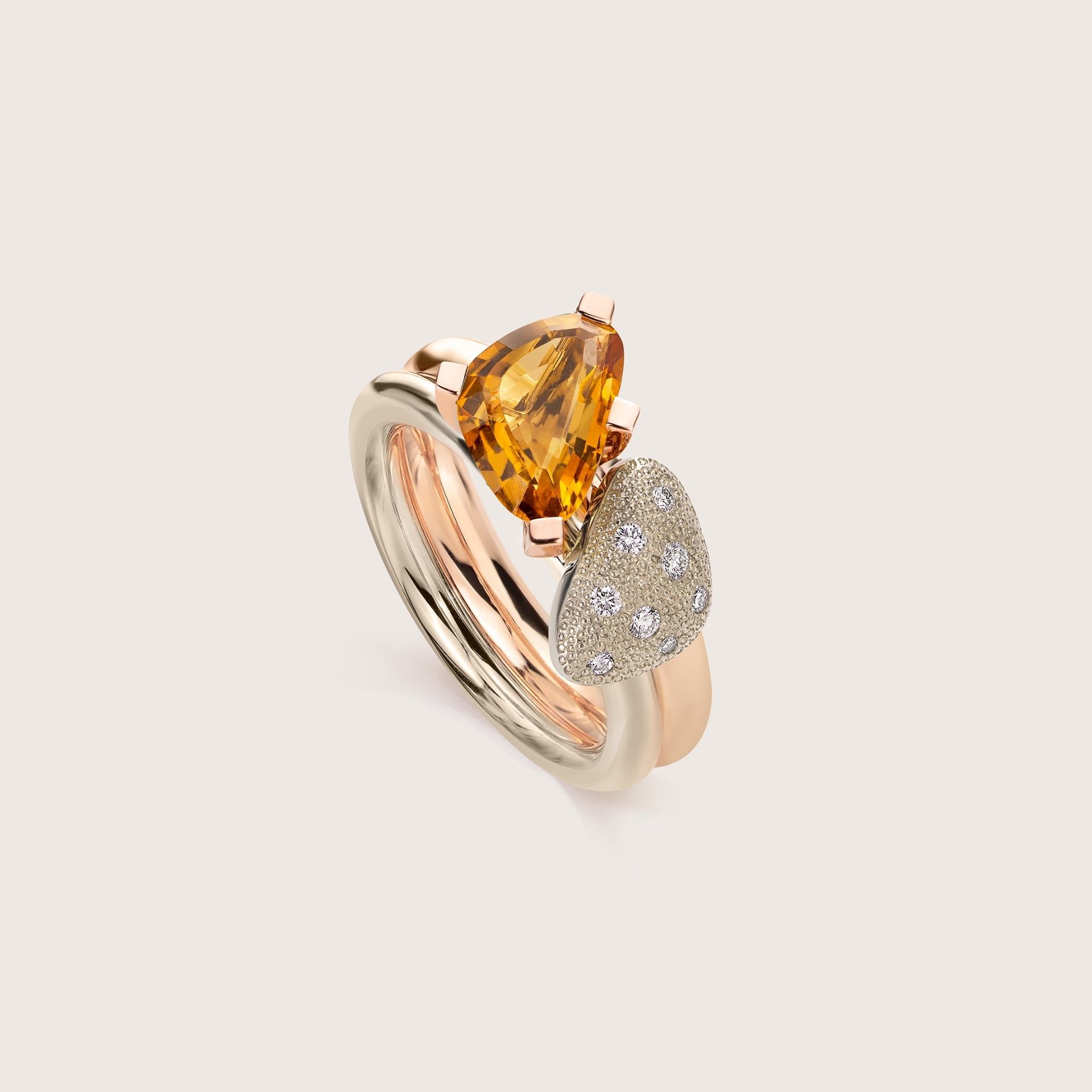 ASTRUA Anello Aquiloni, Oro Rosa, Oro Bianco, Diamanti, Citrino  AQ15CIT9PD.XSS