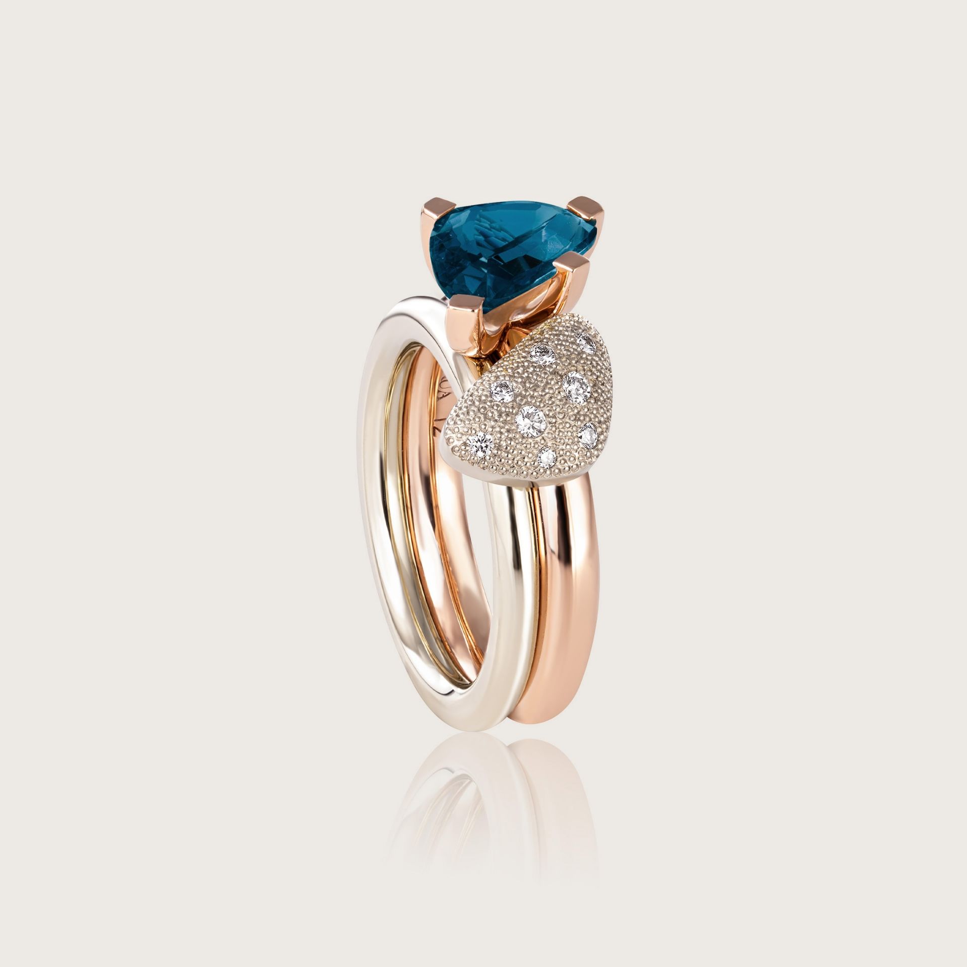 ASTRUA Anello Aquiloni, Oro Rosa, Oro Bianco, Diamanti, Topazio  AQ15TL9PD.XSS