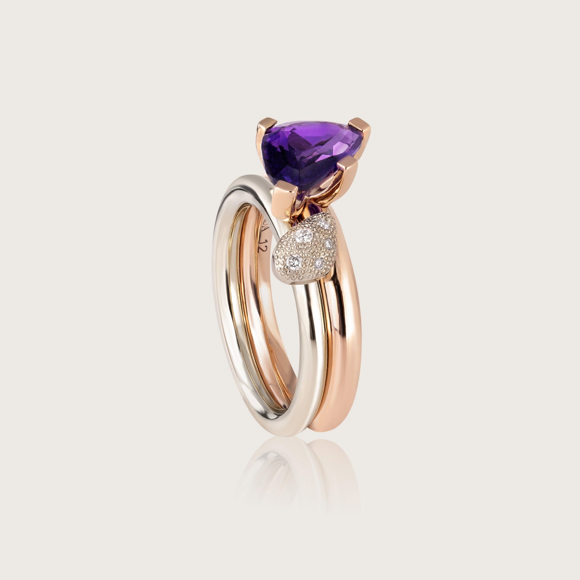 ASTRUA Anello Aquiloni, Oro Rosa, Oro Bianco, Diamanti, Ametista  AQ15AM9PD.SXS