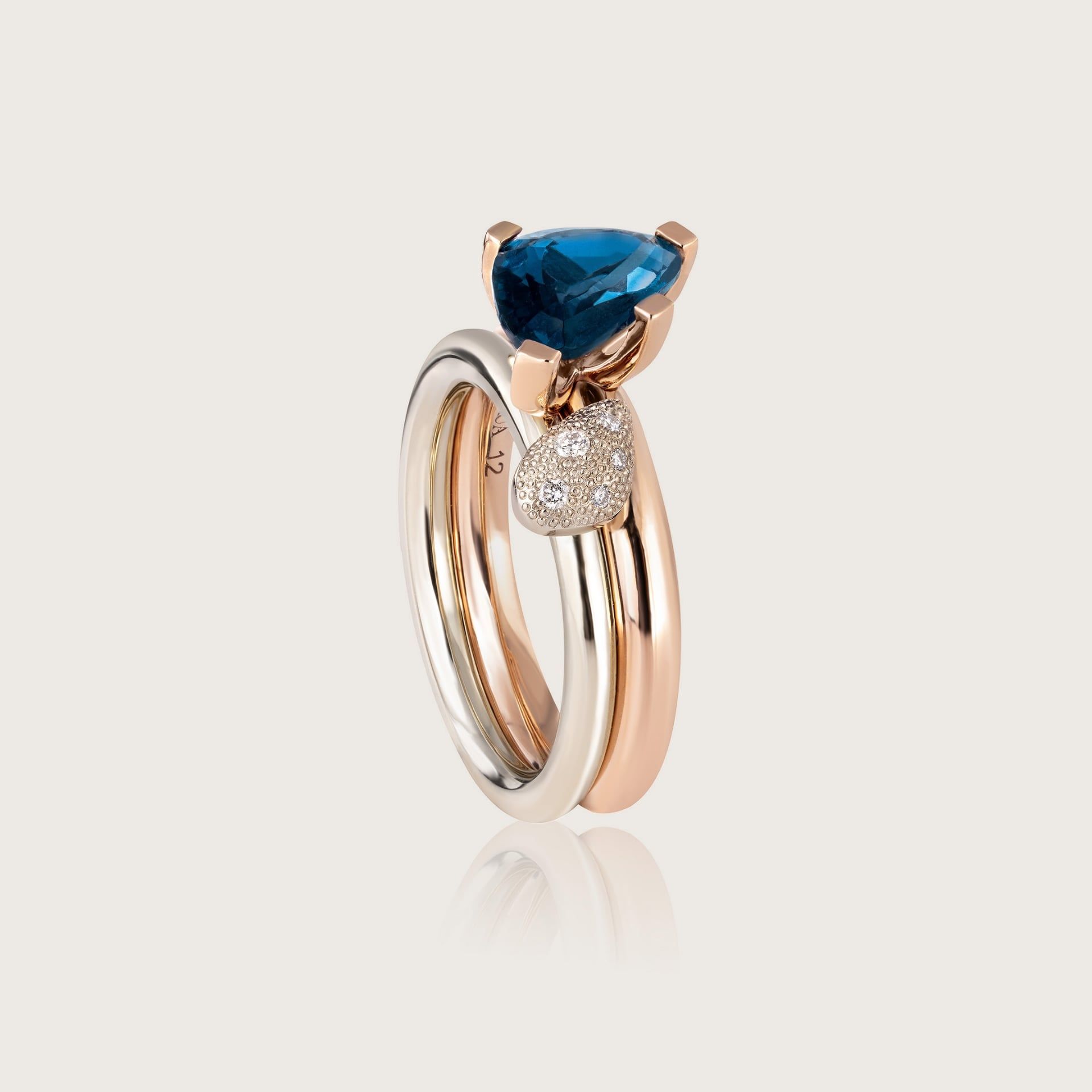 ASTRUA Anello Aquiloni, Oro Rosa, Oro Bianco, Diamanti, Topazio  AQ15TL9PD.SXS