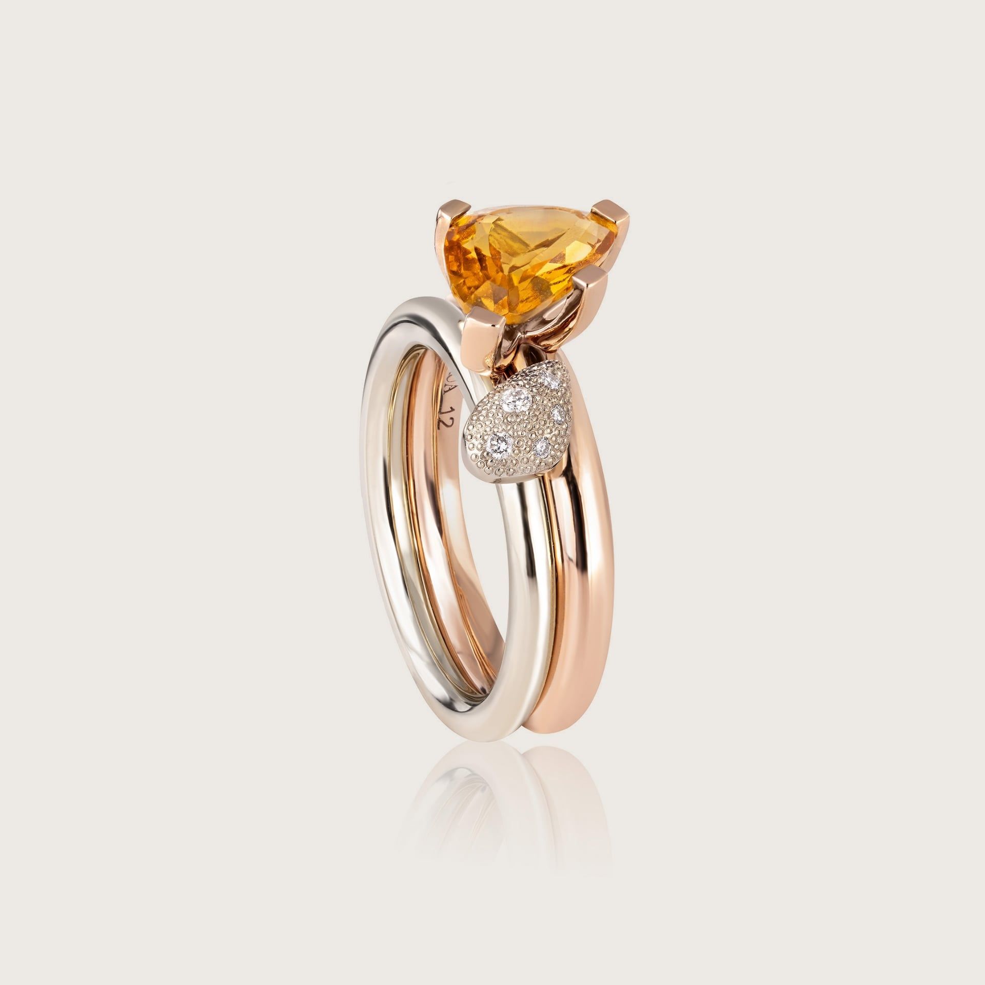 ASTRUA Anello Aquiloni, Oro Rosa, Oro Bianco, Diamanti, Citrino  AQ15CIT9PD.SXS