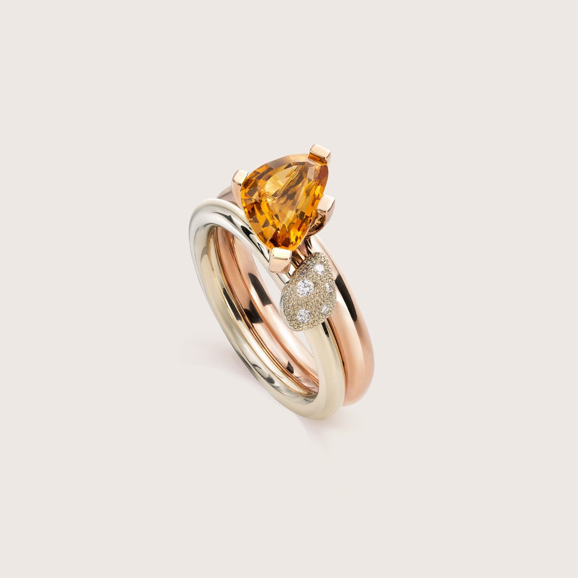 ASTRUA Anello Aquiloni, Oro Rosa, Oro Bianco, Diamanti, Citrino  AQ15CIT9PD.SXS