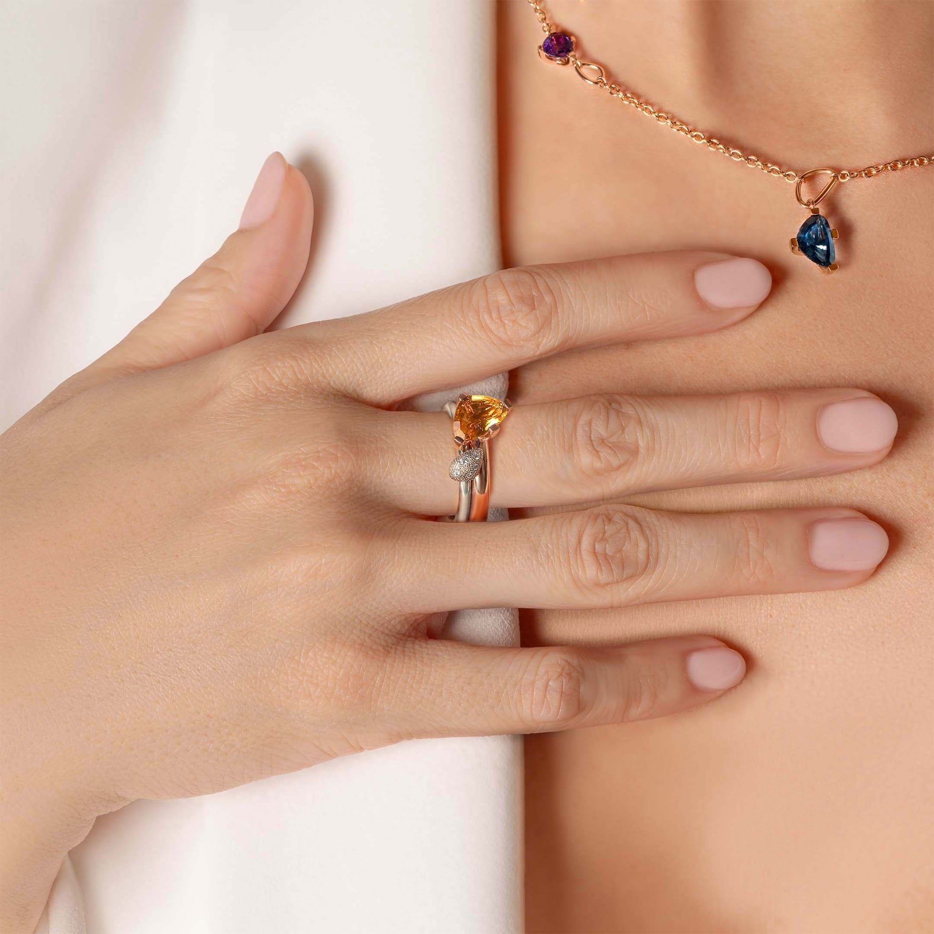 ASTRUA Anello Aquiloni, Oro Rosa, Oro Bianco, Diamanti, Citrino  AQ15CIT9PD.SXS