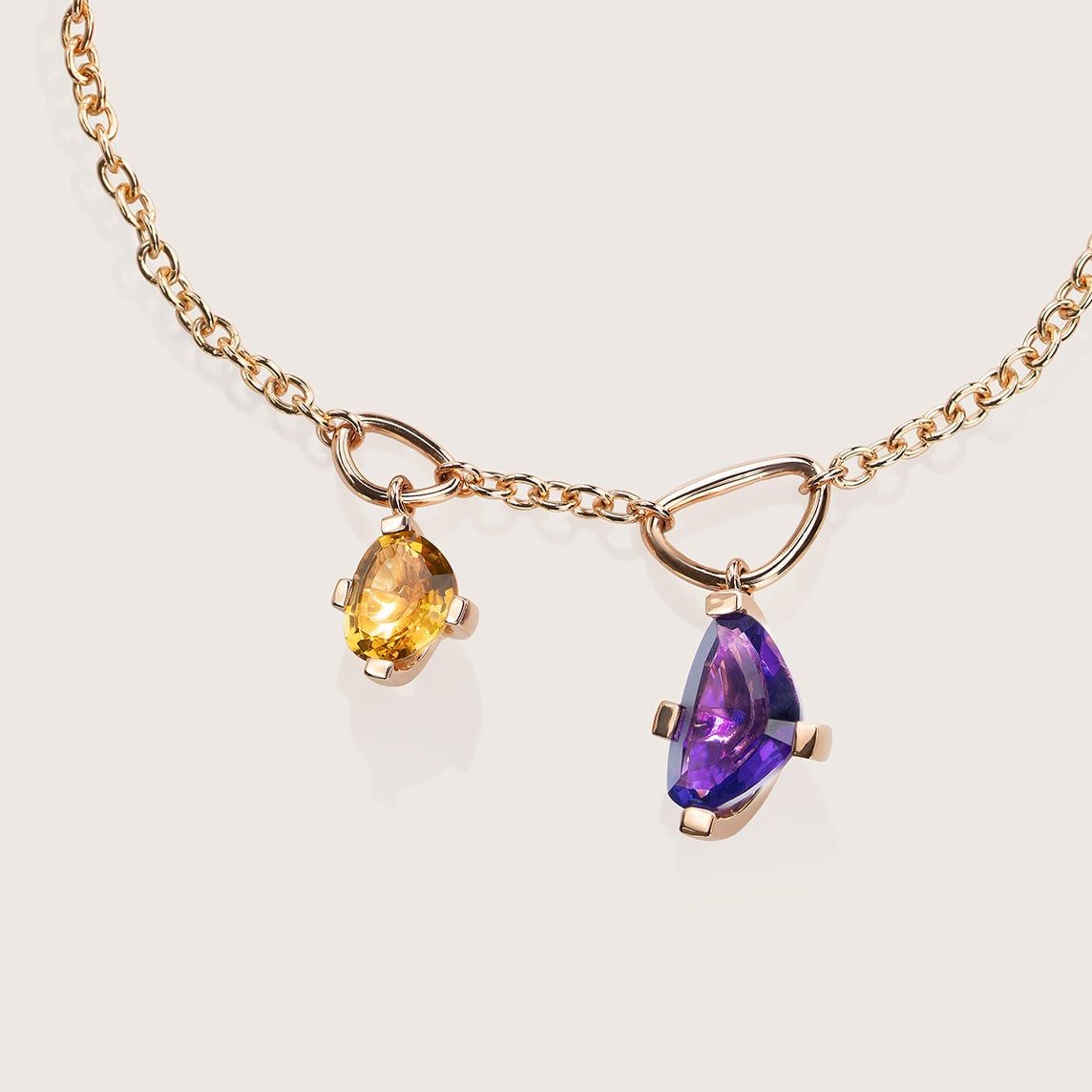 ASTRUA Bracciale Aquiloni, Oro Rosa, Citrino, Ametista AQ85-ER2SP-1