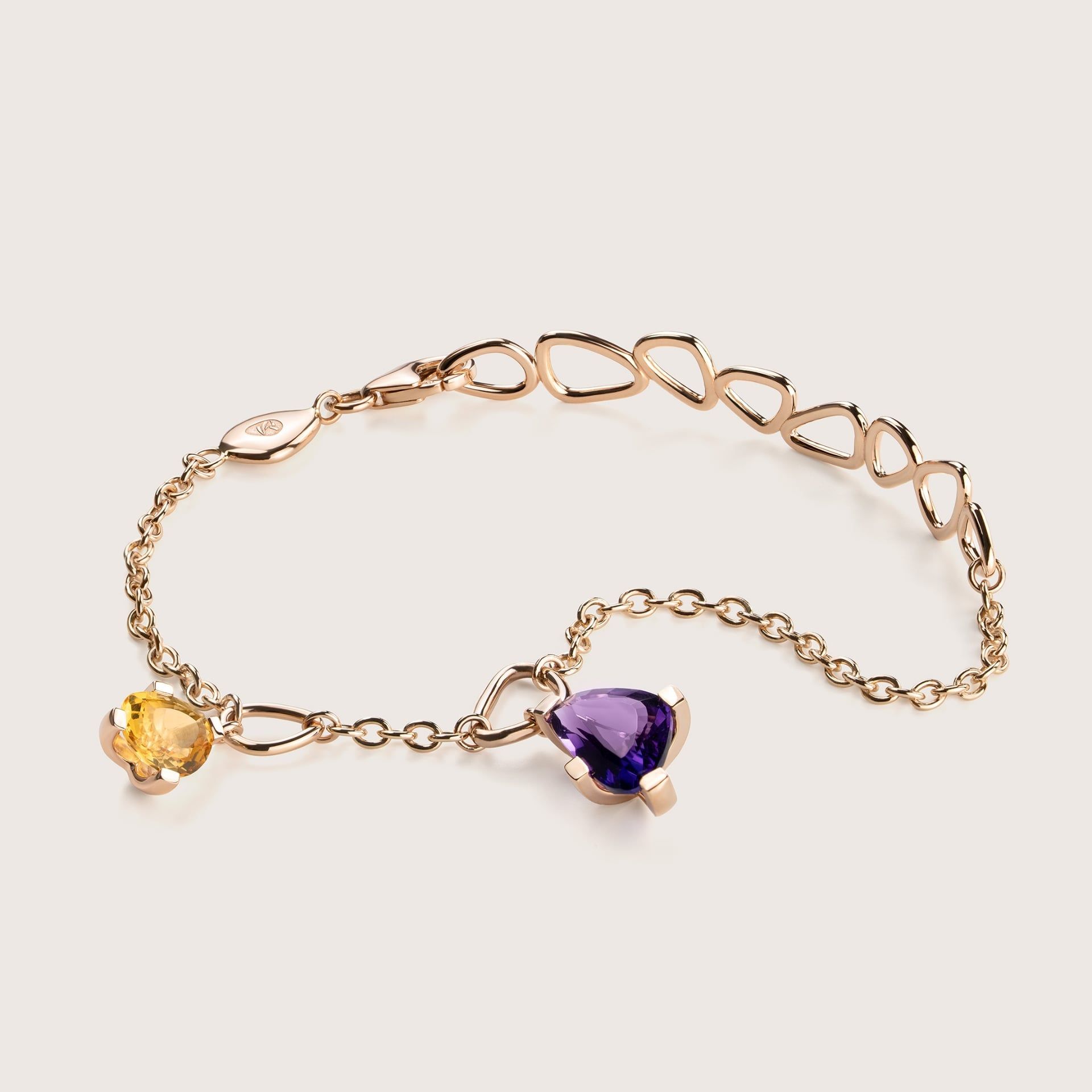 ASTRUA Bracciale Aquiloni, Oro Rosa, Citrino, Ametista AQ85-ER2SP-1