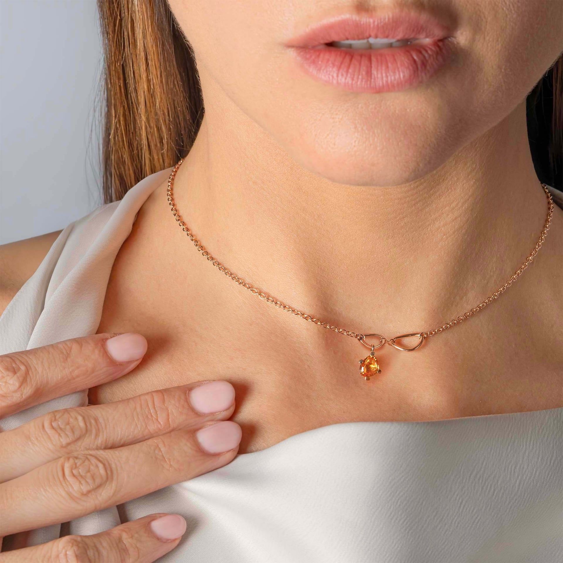 ASTRUA Collana Aquiloni, Oro Rosa, Citrino  AQ95-CIT-1