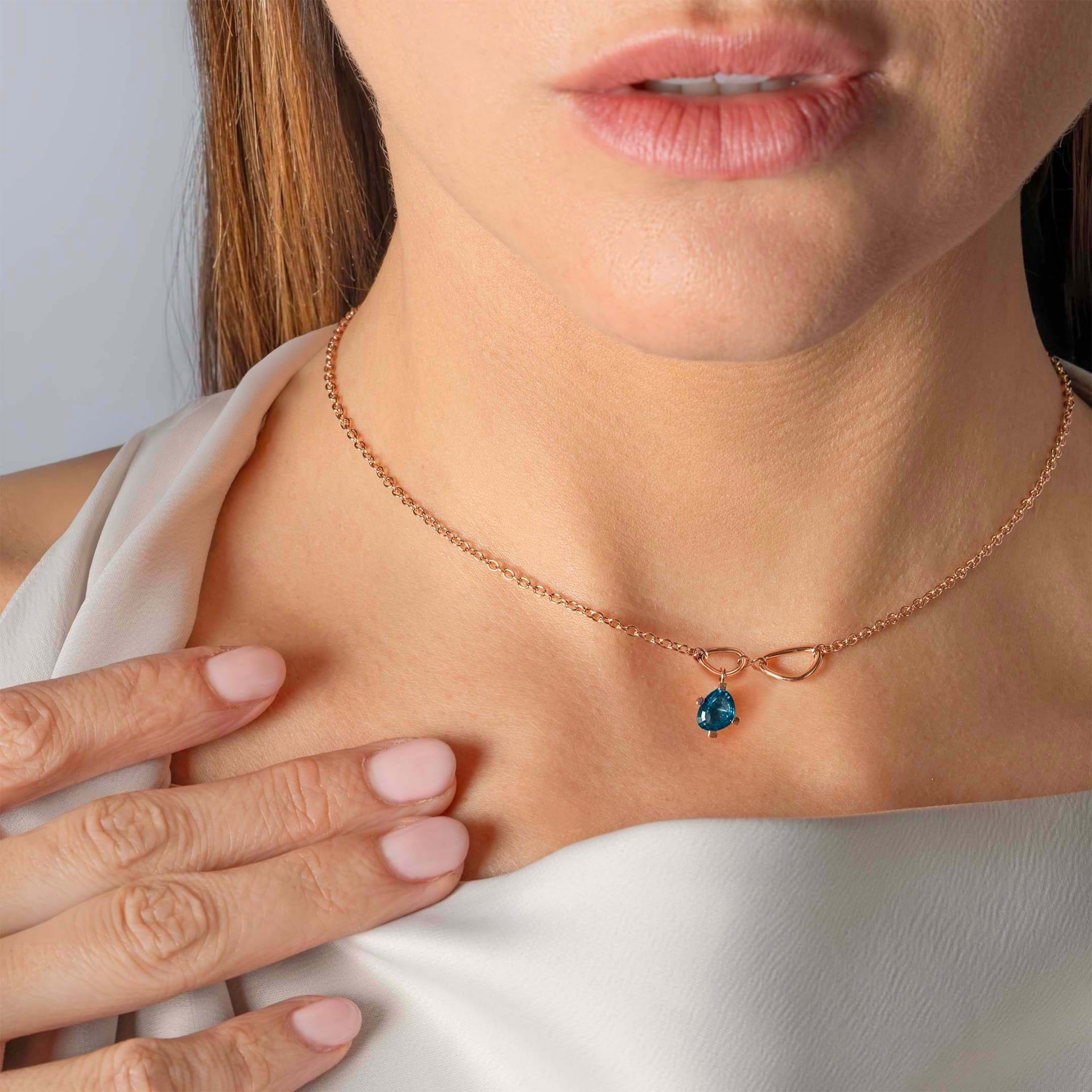 ASTRUA Collana Aquiloni, Oro Rosa, Topazio  AQ95-TL-1