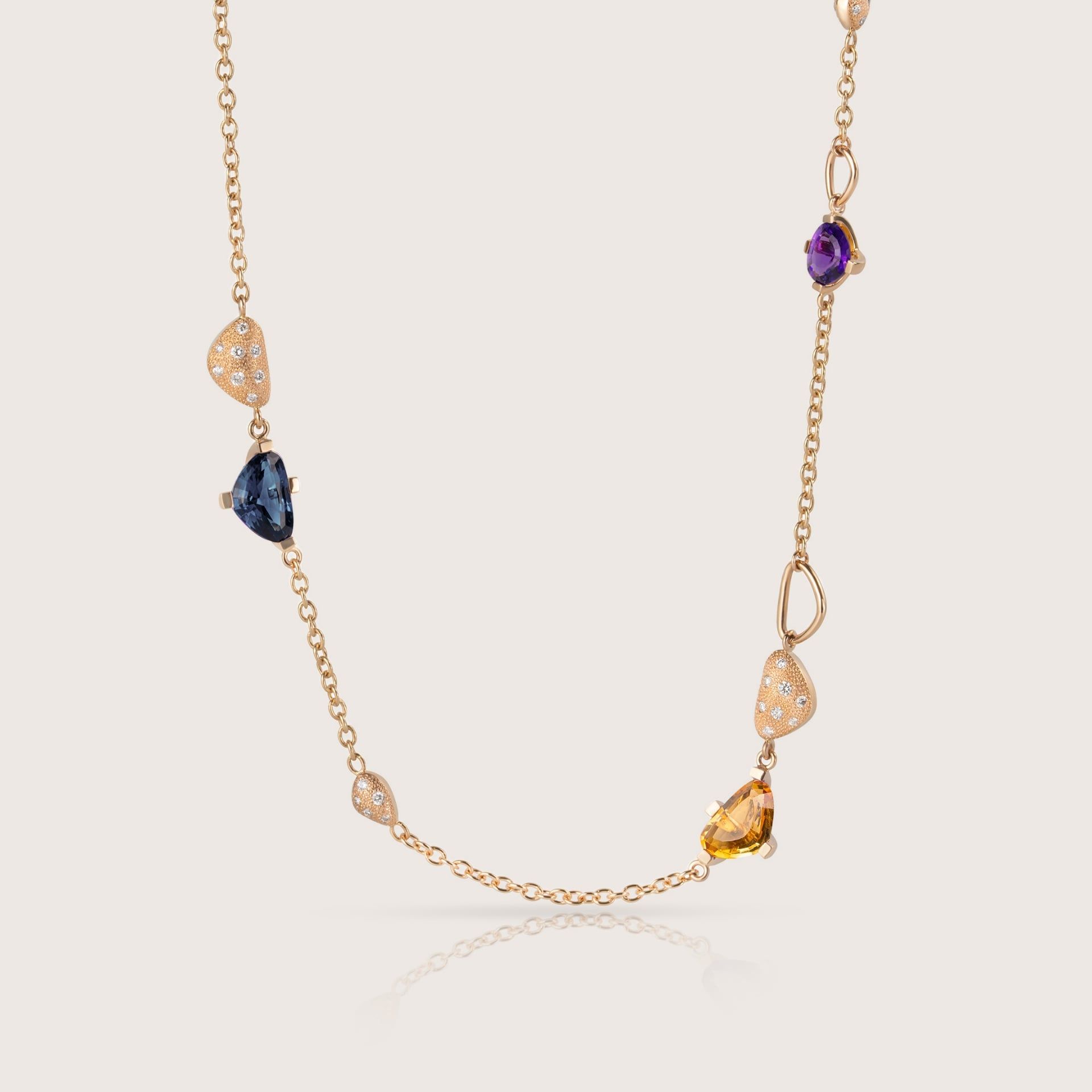 ASTRUA Collana Aquiloni, Oro Rosa, Diamanti, Semipreziosi  AQ65-6PD6SP.40-1