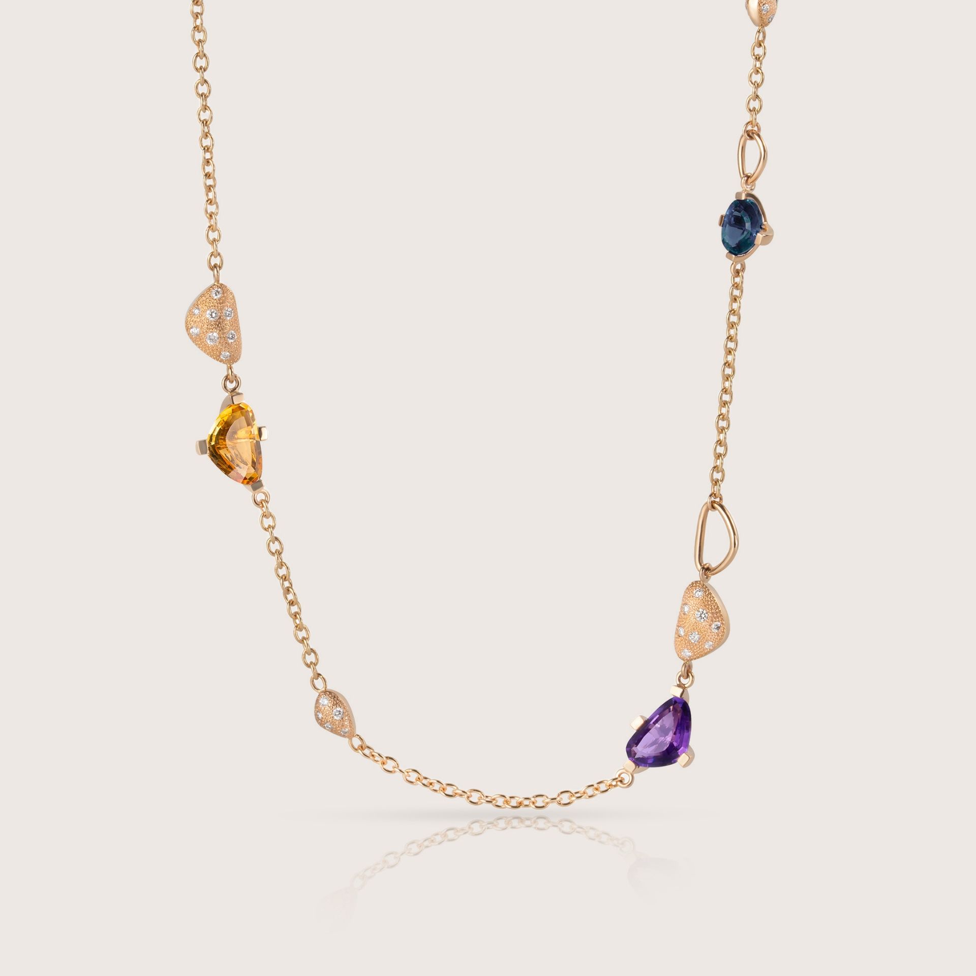 ASTRUA Collana Aquiloni, Oro Rosa, Diamanti, Semipreziosi  AQ65-6PD6SP.40-2