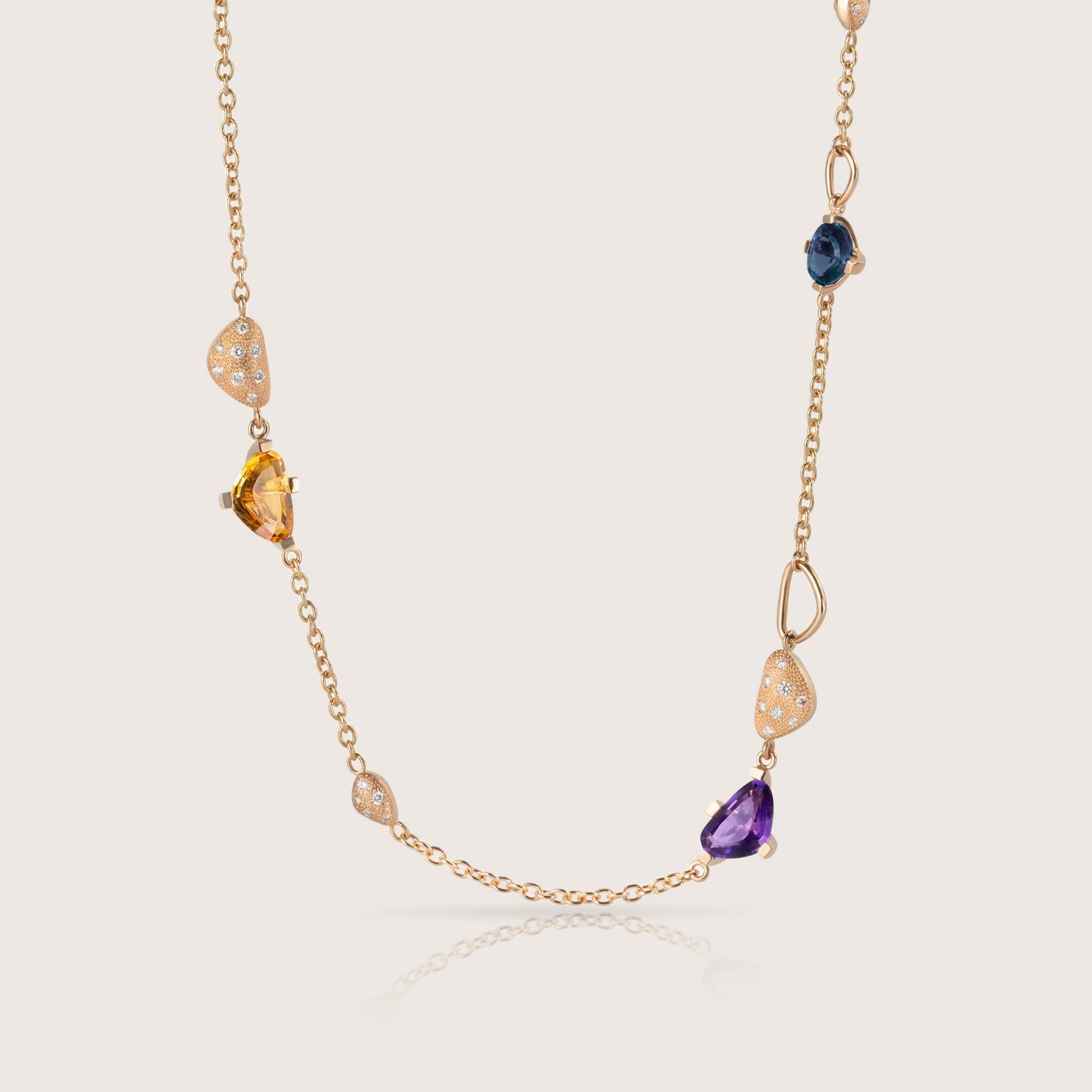 ASTRUA Collana Aquiloni, Oro Rosa, Diamanti, Semipreziosi  AQ65-6PD6SP.40-2
