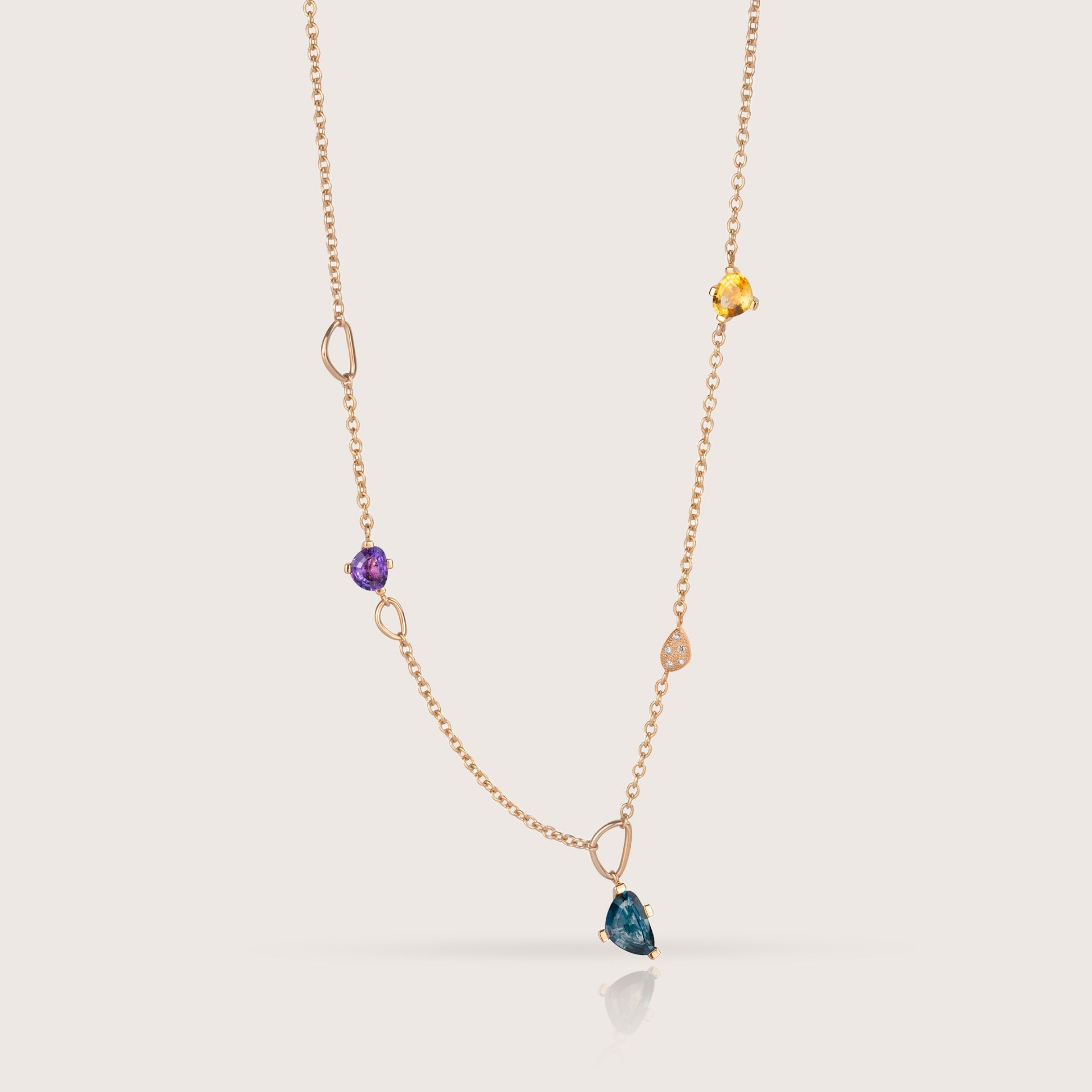 ASTRUA Collana Aquiloni, Oro Rosa, Diamanti, Semipreziosi  AQ65-1PD3SP.40-1