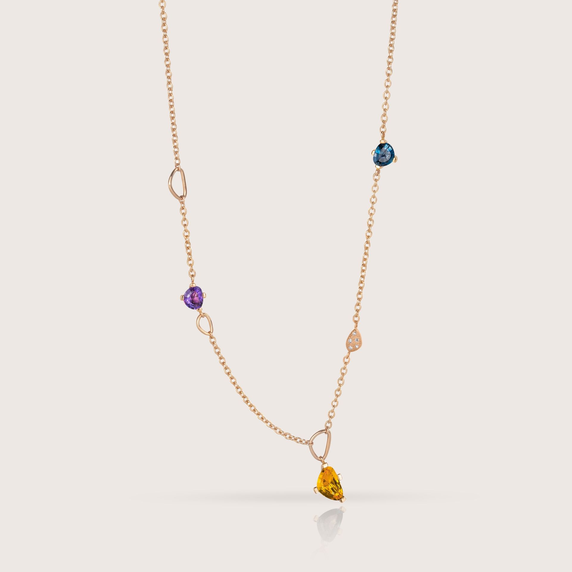 ASTRUA Collana Aquiloni, Oro Rosa, Diamanti, Semipreziosi  AQ65-1PD3SP.40-2