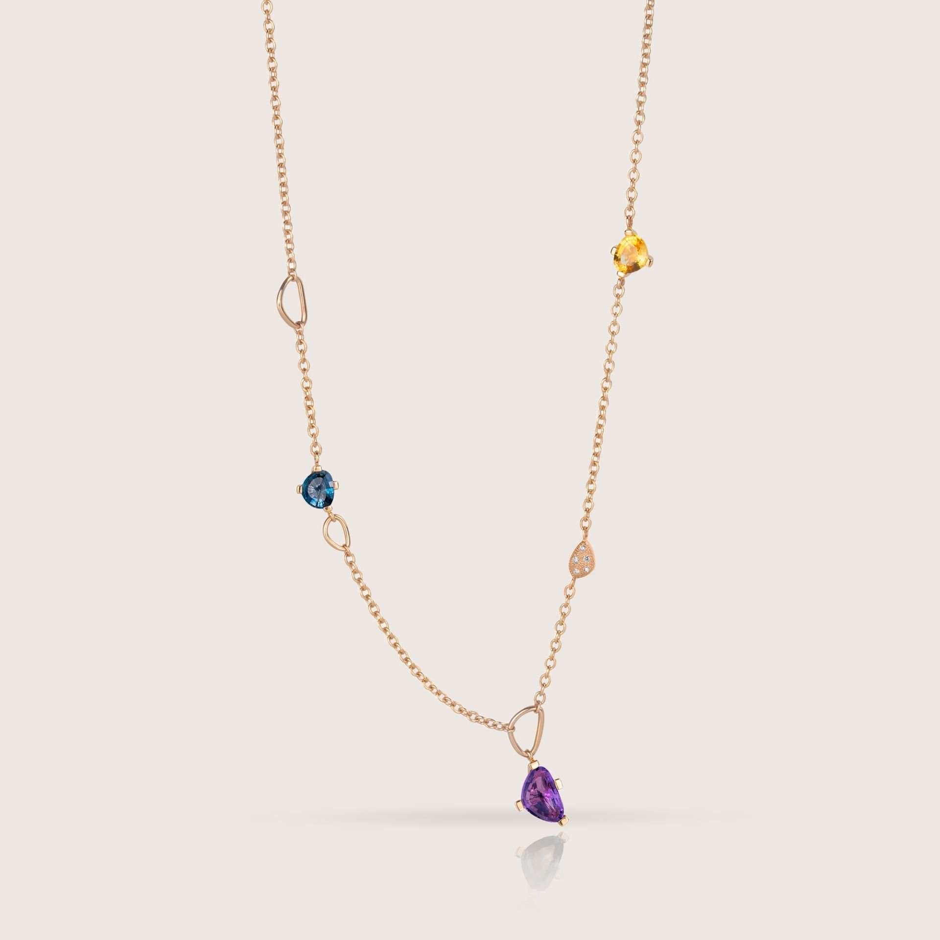 ASTRUA Collana Aquiloni, Oro Rosa, Diamanti, Semipreziosi  AQ65-1PD3SP.40-4