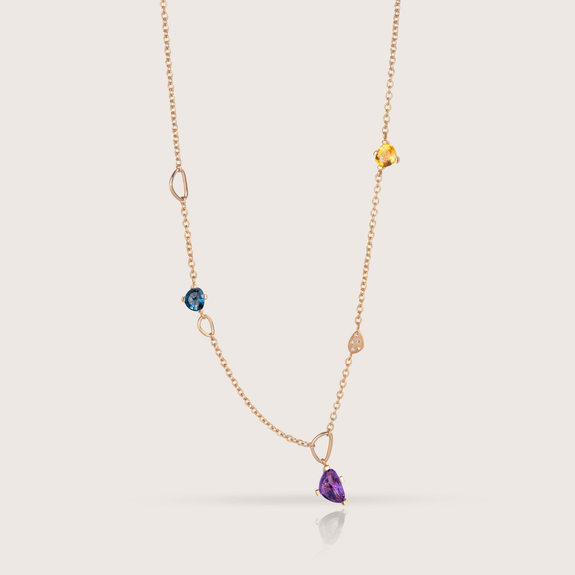 ASTRUA Collana Aquiloni, Oro Rosa, Diamanti, Semipreziosi  AQ65-1PD3SP.40-4