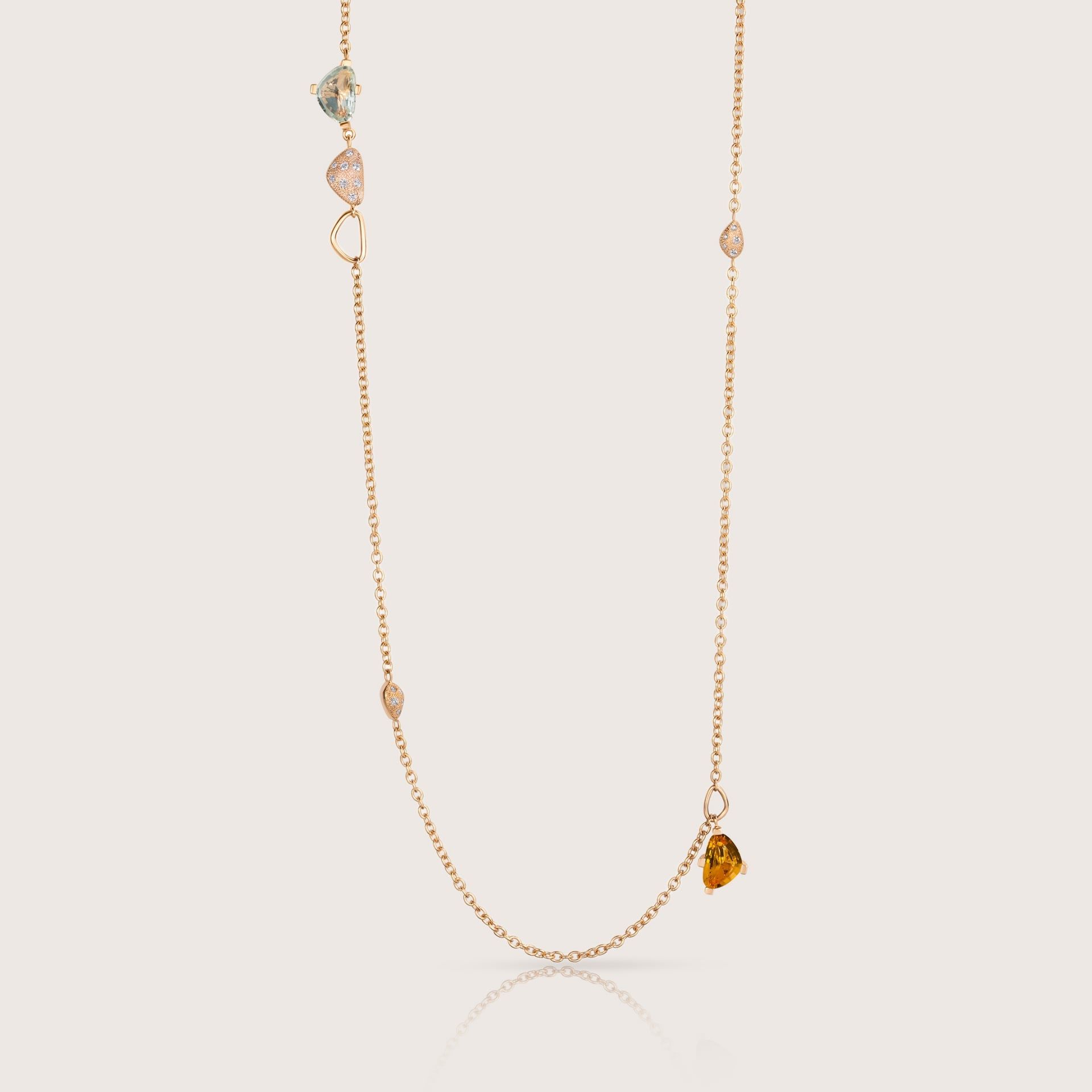ASTRUA Collana Aquiloni, Oro Rosa, Diamanti, Semipreziosi  AQ65-5PD4SP.80-1