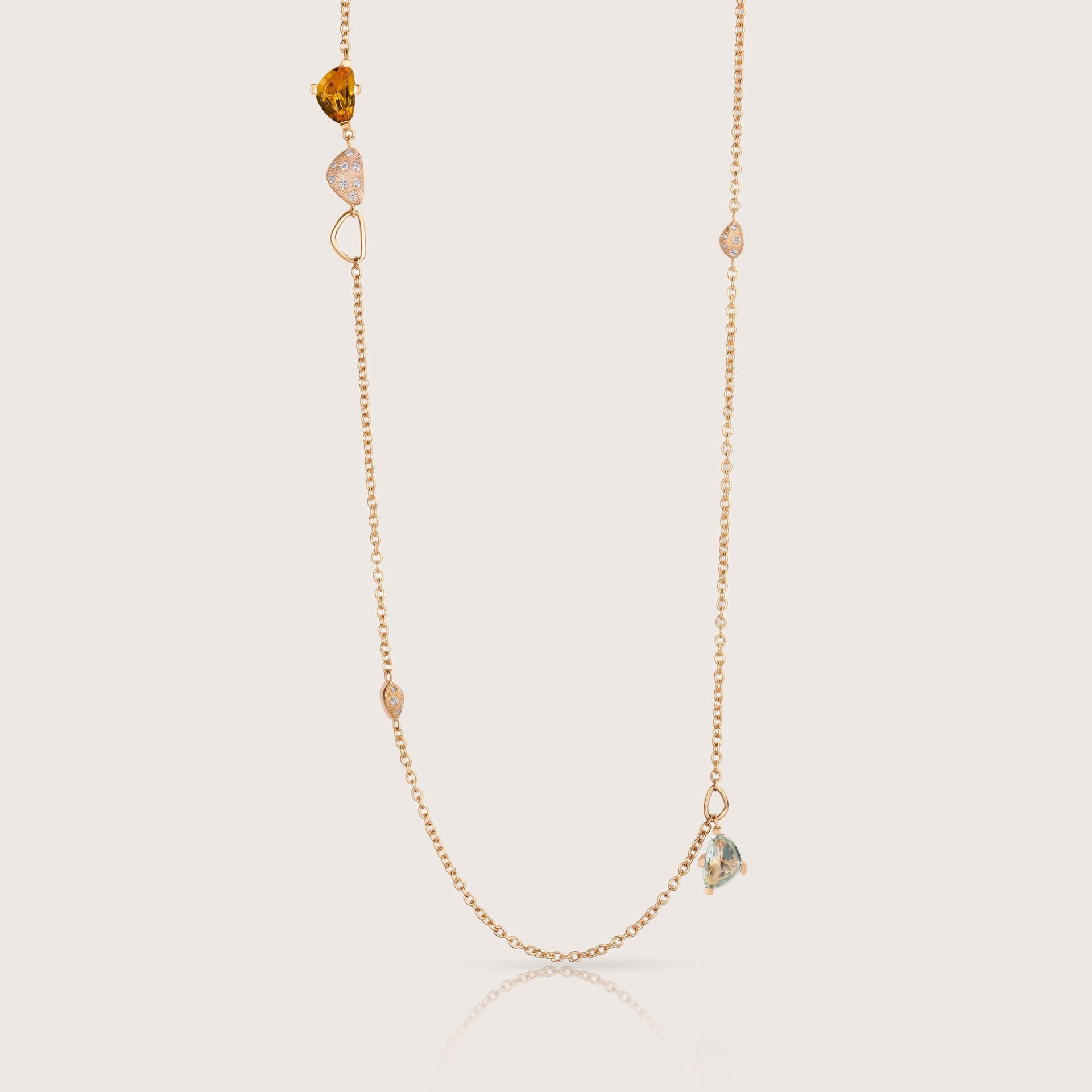 ASTRUA Collana Aquiloni, Oro Rosa, Diamanti, Semipreziosi  AQ65-5PD4SP.80-2