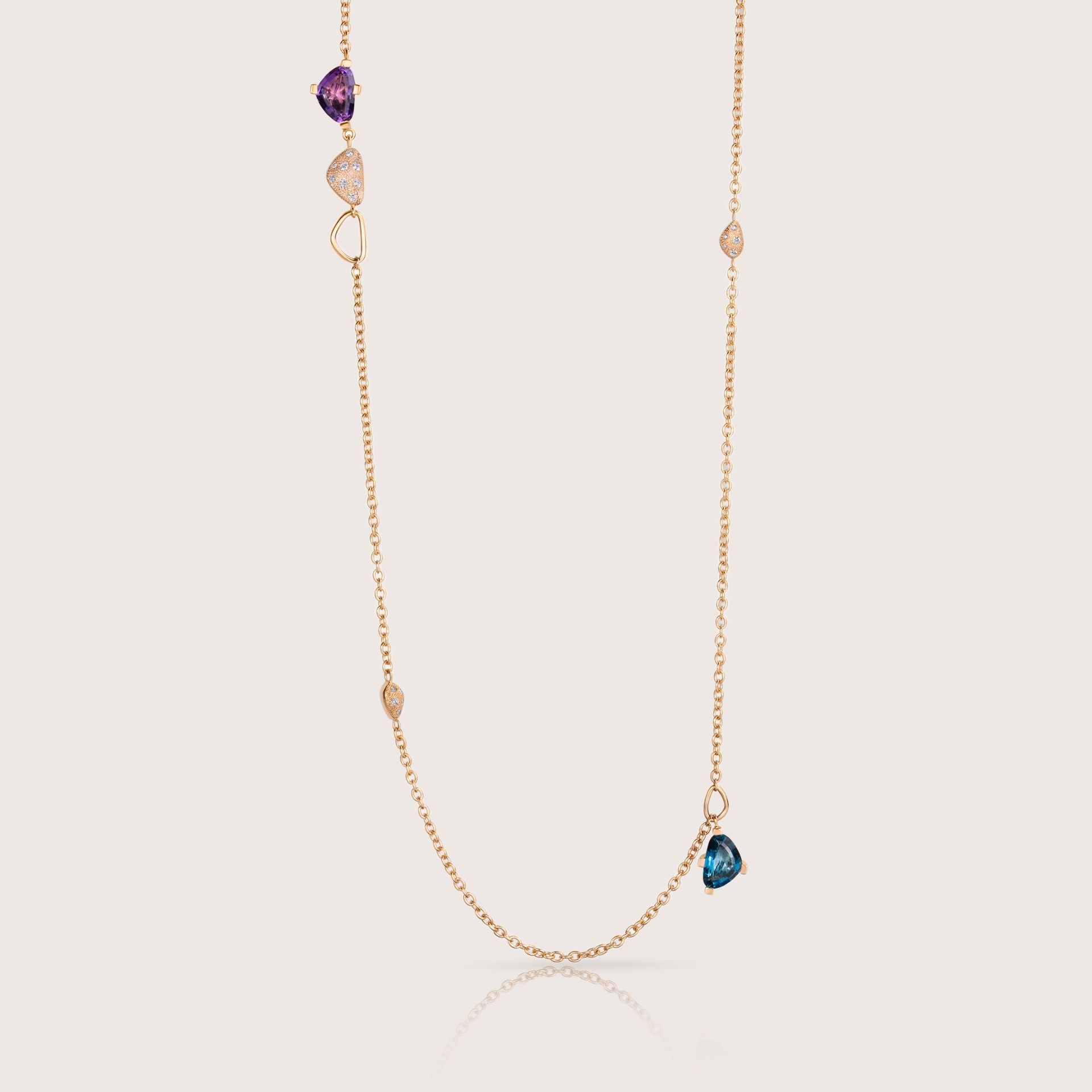 ASTRUA Collana Aquiloni, Oro Rosa, Diamanti, Semipreziosi  AQ65-5PD4SP.80-3