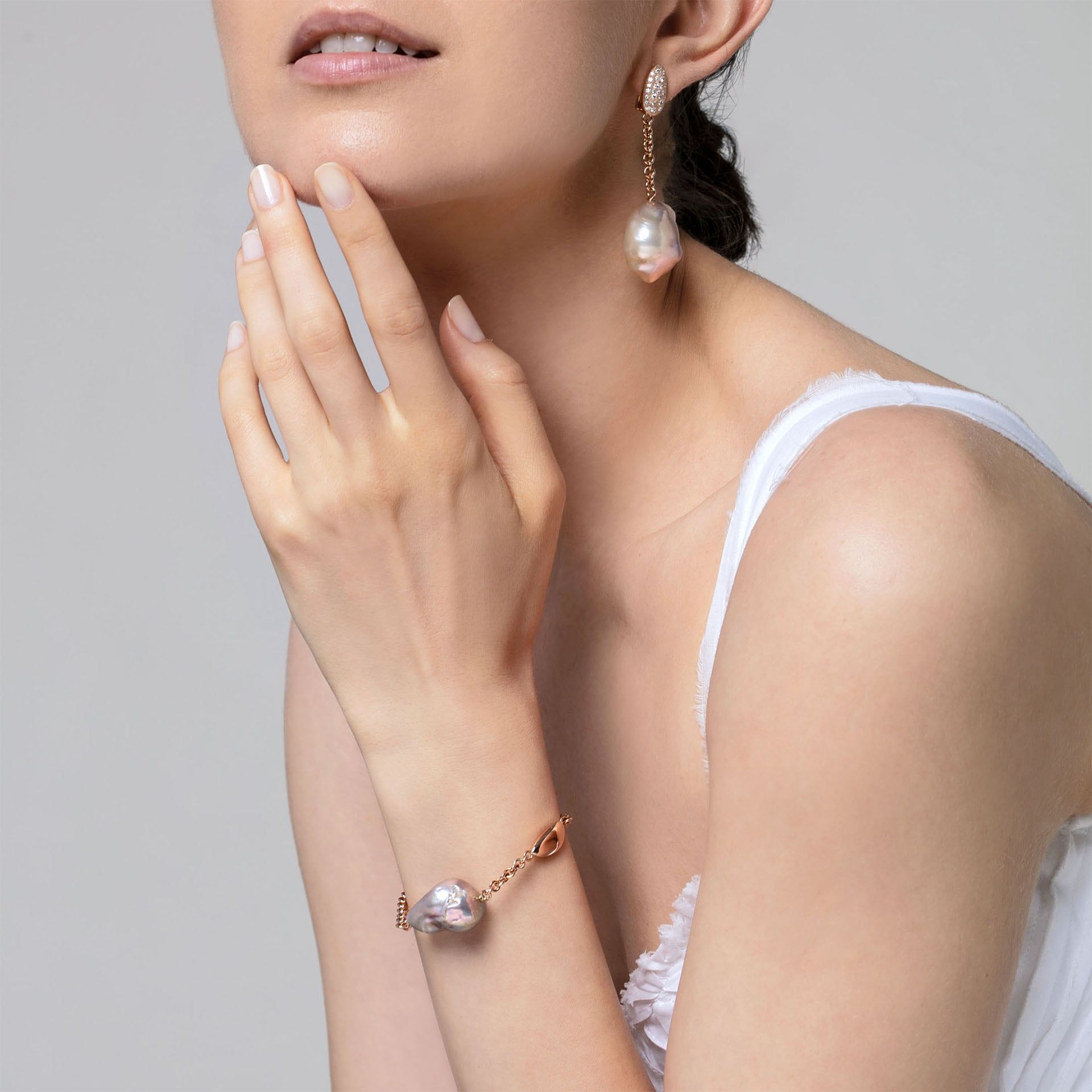 ASTRUA Bracciale Diva, Oro Rosa, Perla, Diamanti  DI85DL-1PBAR