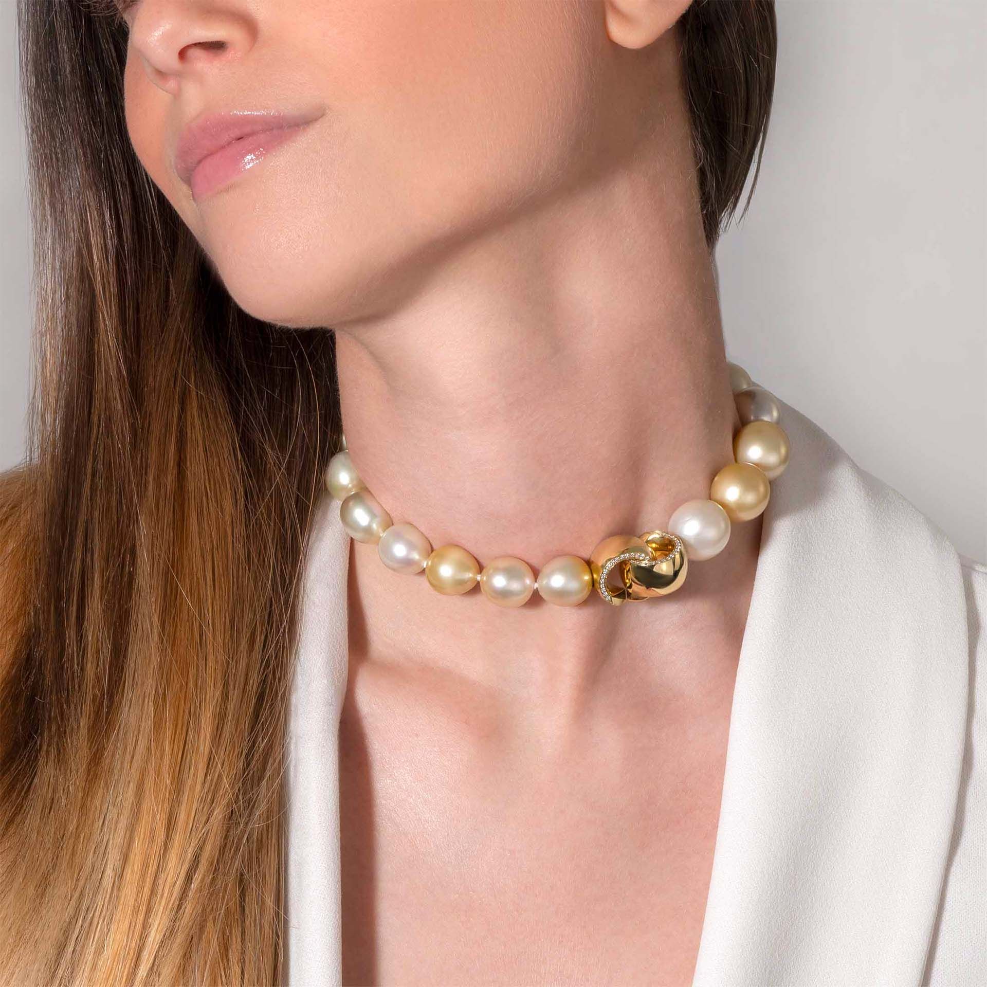 ASTRUA Collana Diva, Perle Australiane, Oro Giallo  DI68DL2C-PAUS12,8/15,5