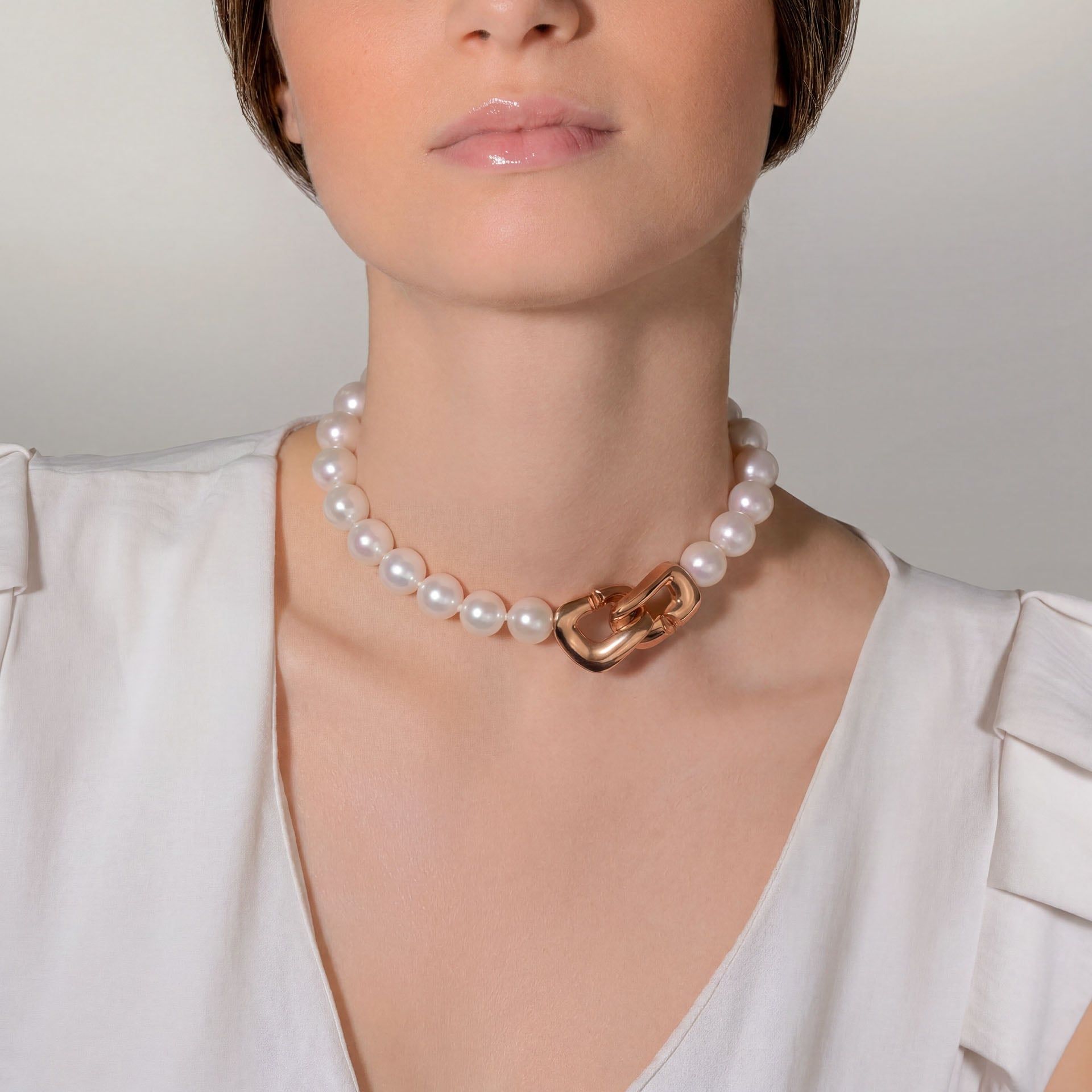 ASTRUA Collana Diva, Perle Freshwater, Oro Rosa  DI659KTGRO-PFWB12-15