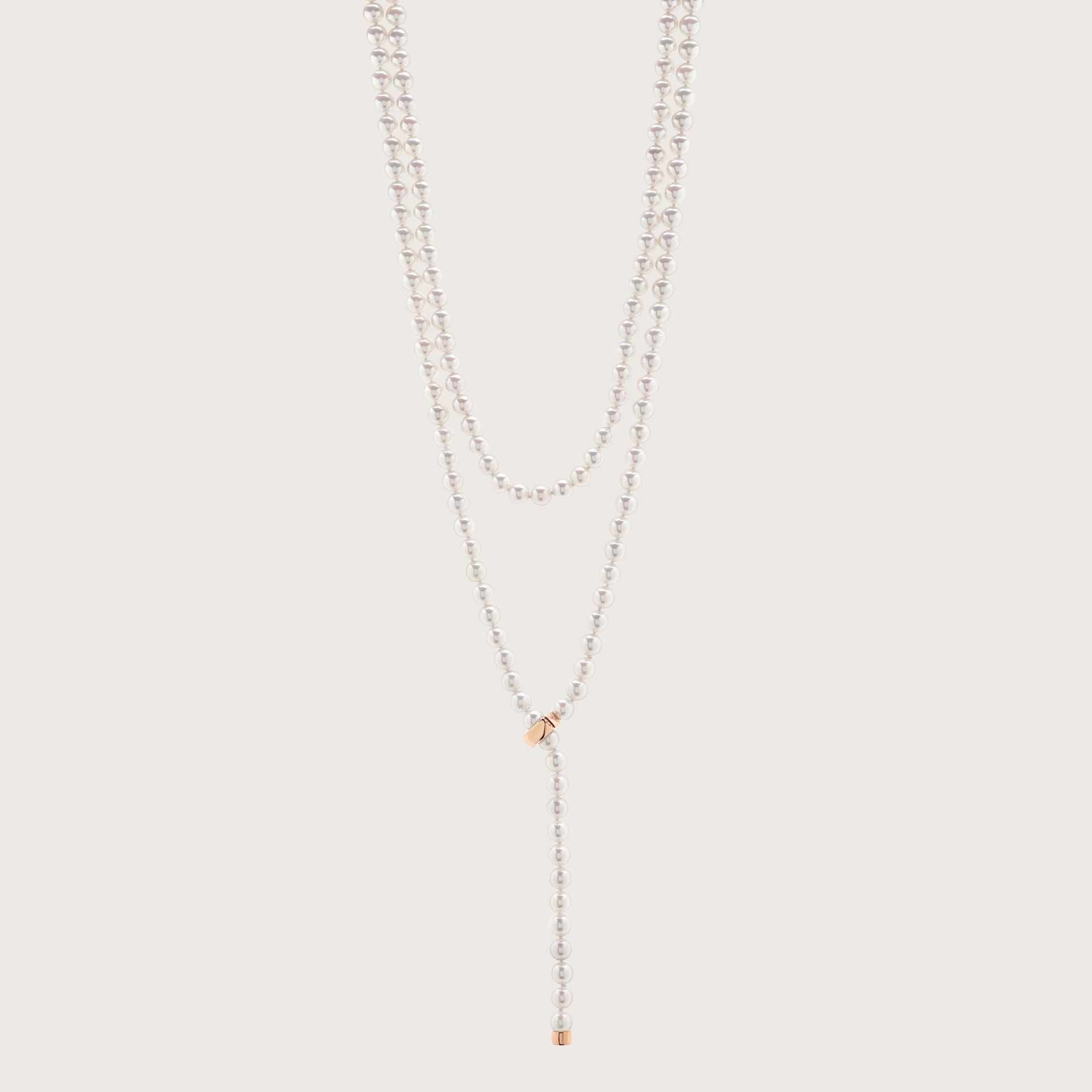 ASTRUA Collana Diva, Perle Akoya, Oro Bianco, Oro Rosa, Diamanti  1459DL-P3.8,5