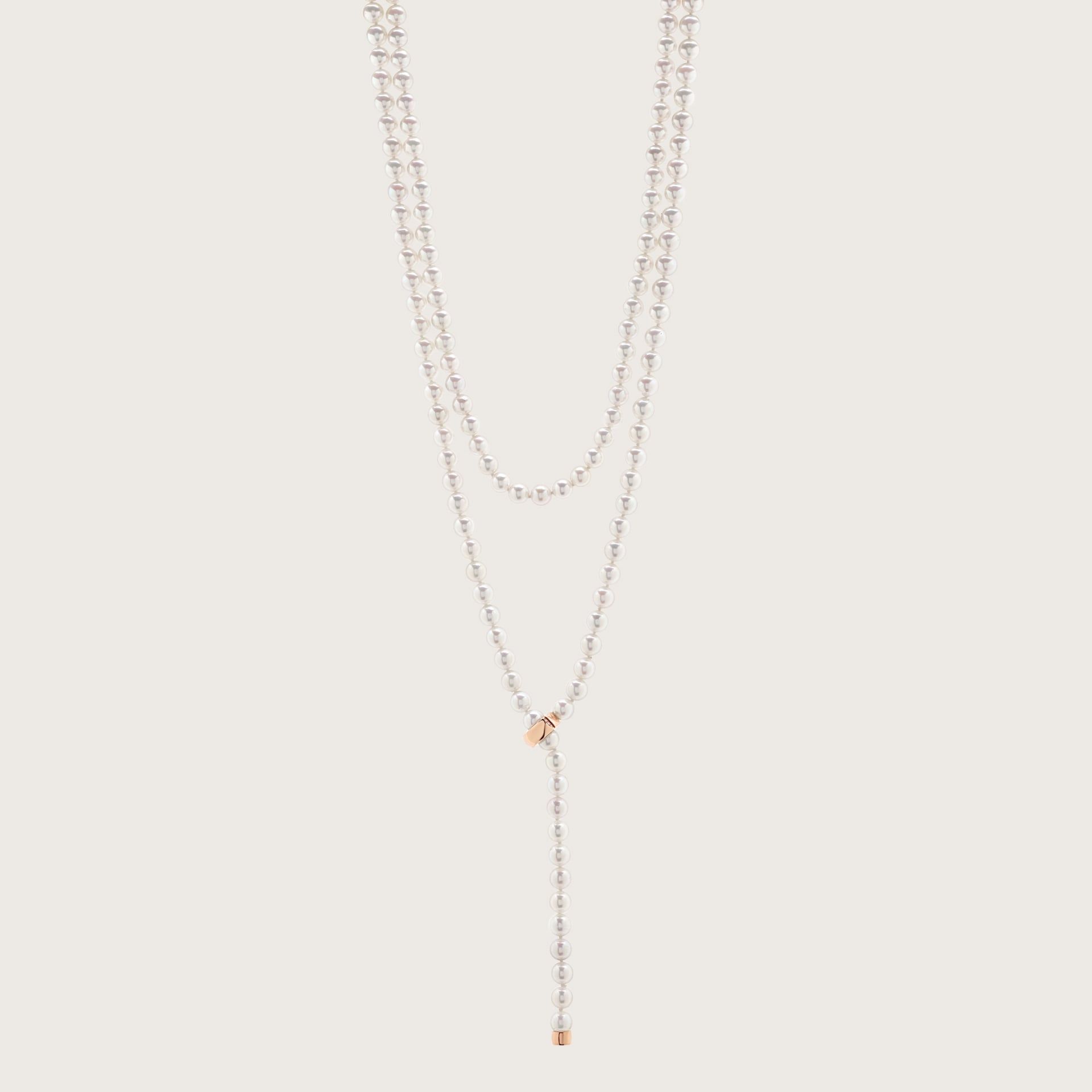 ASTRUA Collana Diva, Perle Akoya, Oro Bianco, Oro Rosa, Diamanti  1459DL-P3.8,5