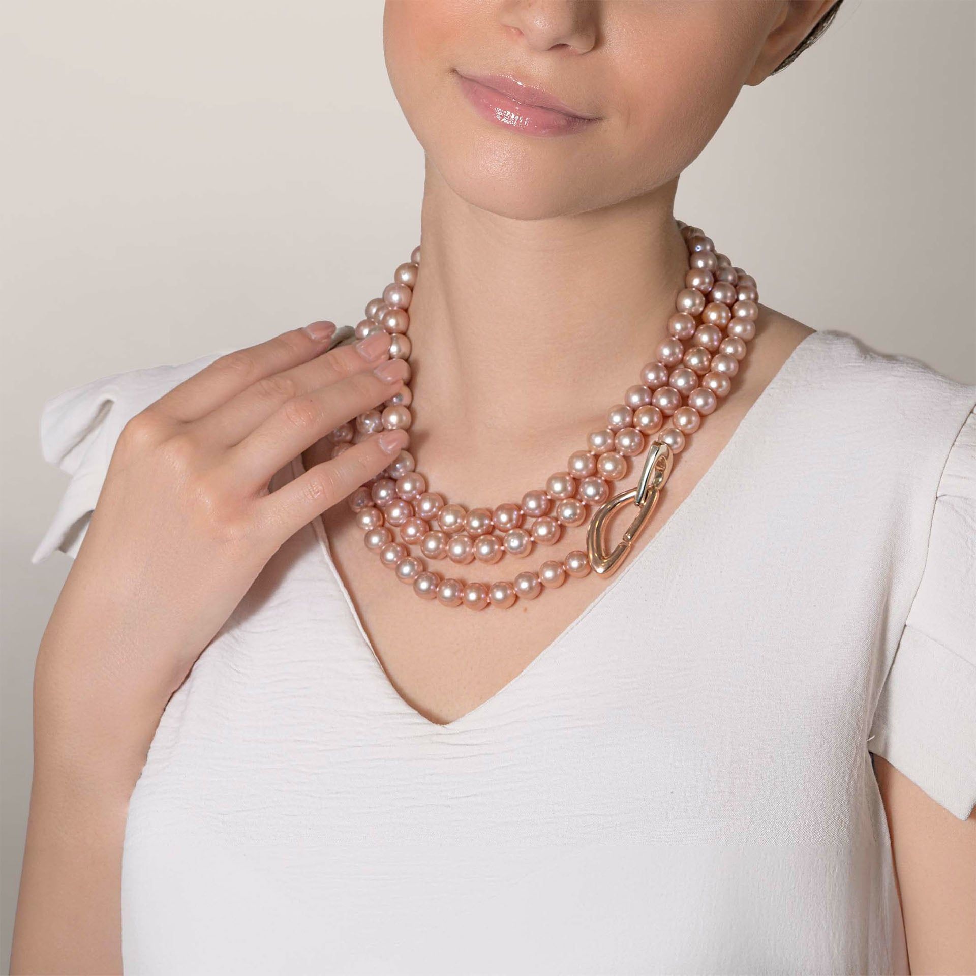 ASTRUA Collana Diva, Perle Freshwater, Oro Rosa e Oro Bianco  DI6599KT.LM-3PFWR8/9