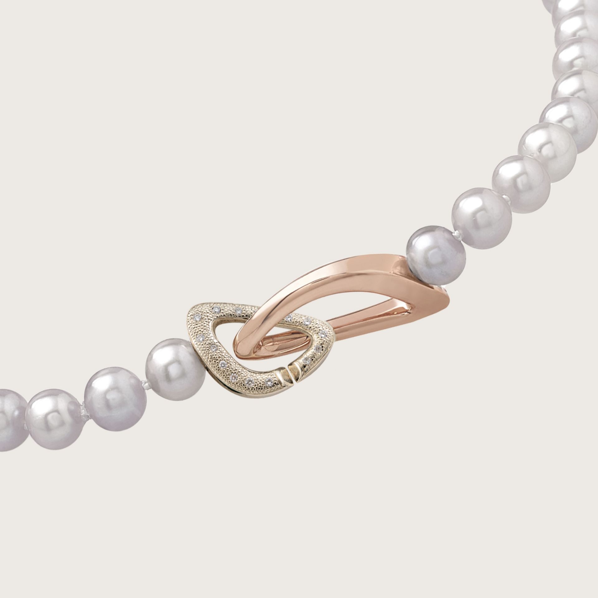 ASTRUA Collana Diva, Perle Freshwater, Oro Rosa e Oro Bianco  DI6599KTPD.P3PFWG7-7,5
