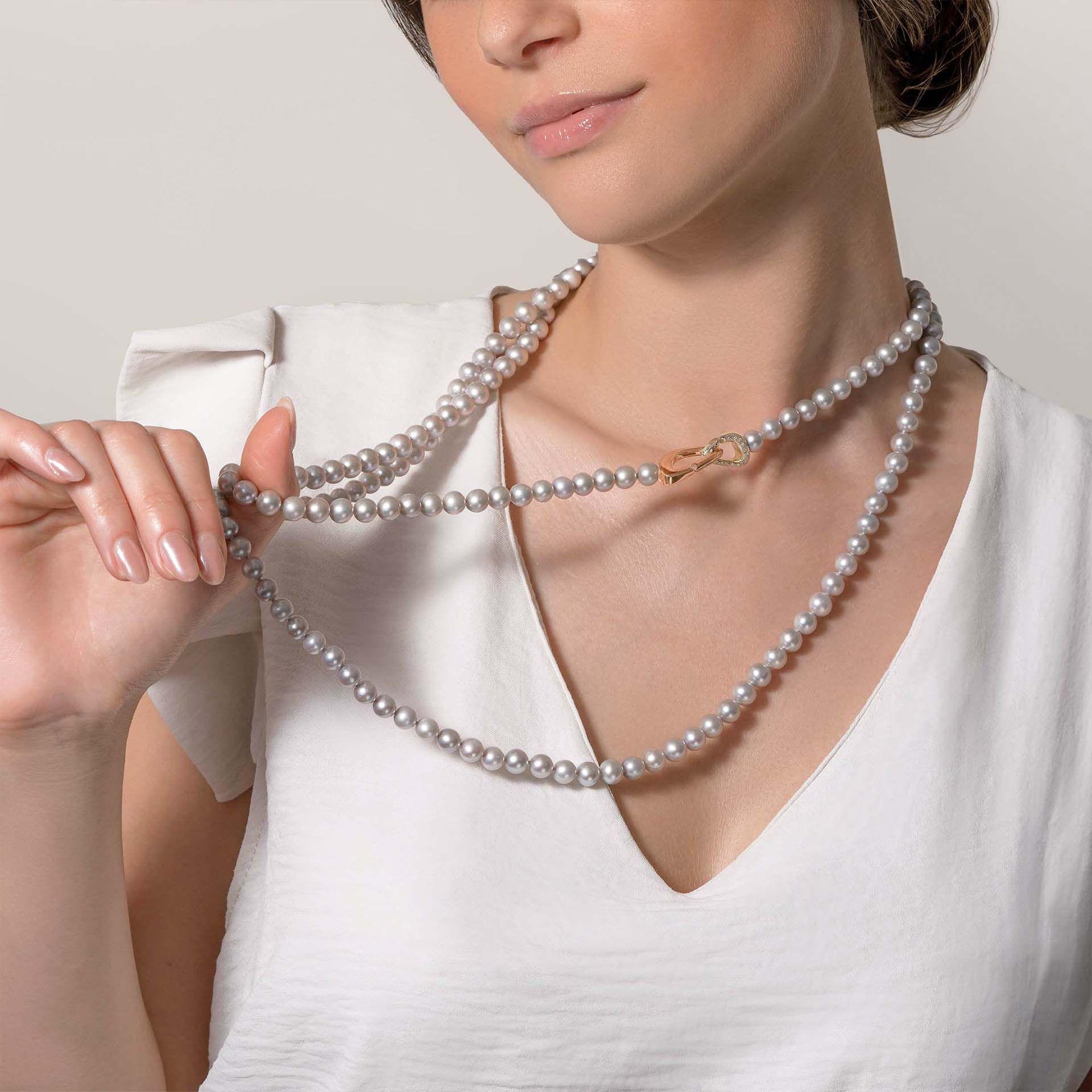 ASTRUA Collana Diva, Perle Freshwater, Oro Rosa e Oro Bianco  DI6599KTPD.P3PFWG7-7,5