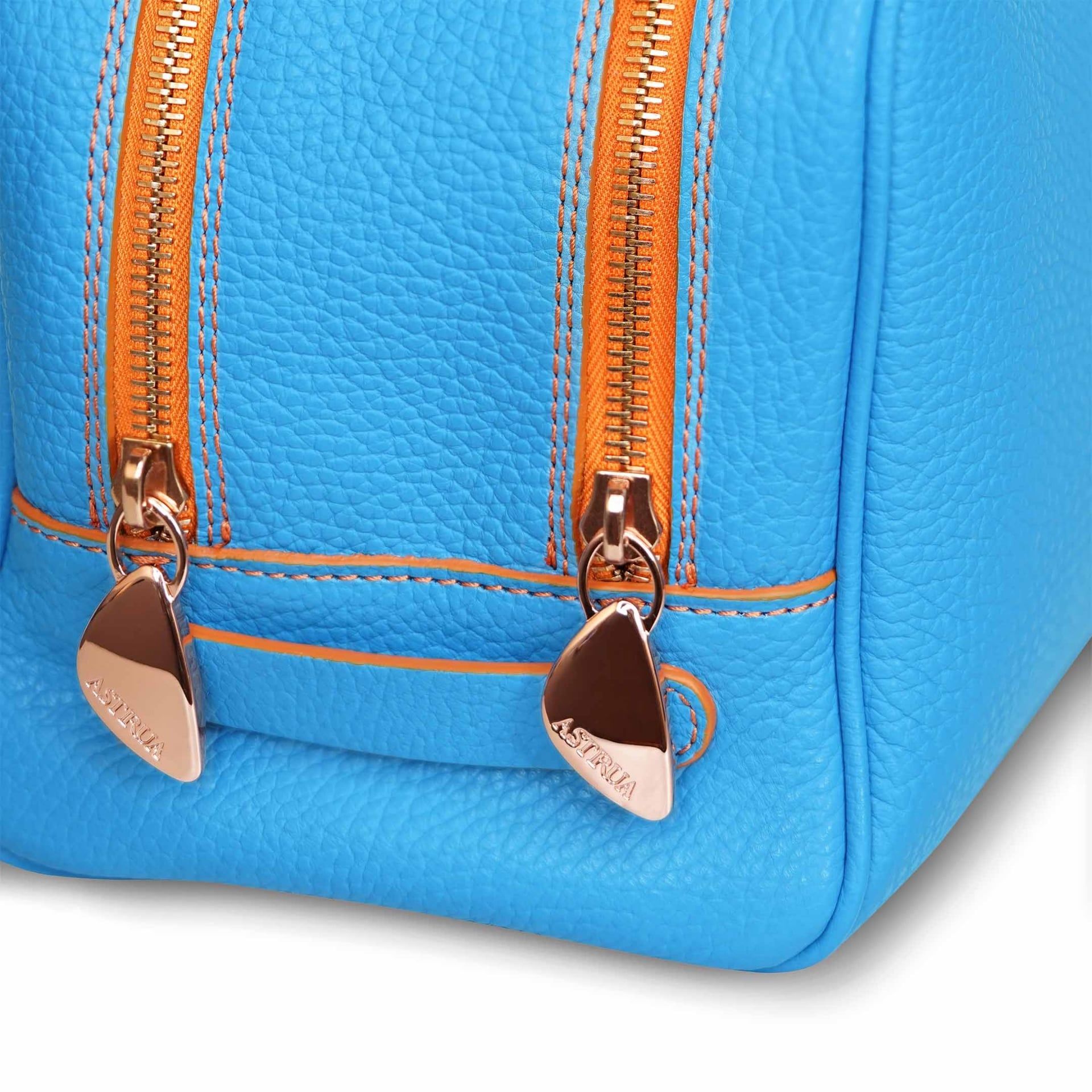 ASTRUA Creazioni Beauty Case In Pelle Grana Dollaro Cobalto  BC2PGD71-V302