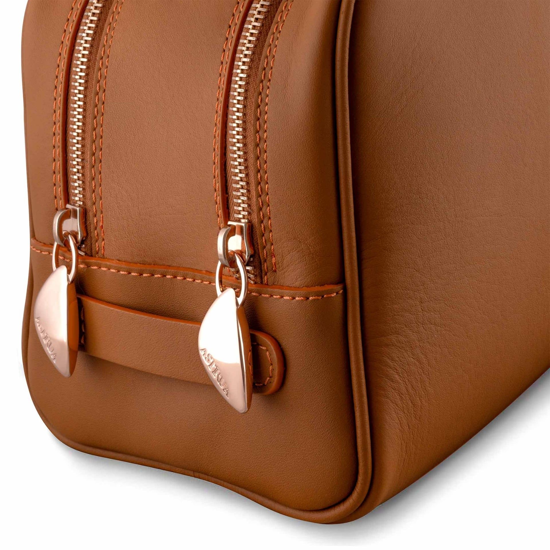 ASTRUA Creazioni Beauty Case In Pelle Vacchetta Brandy  BC2VAC61-V302