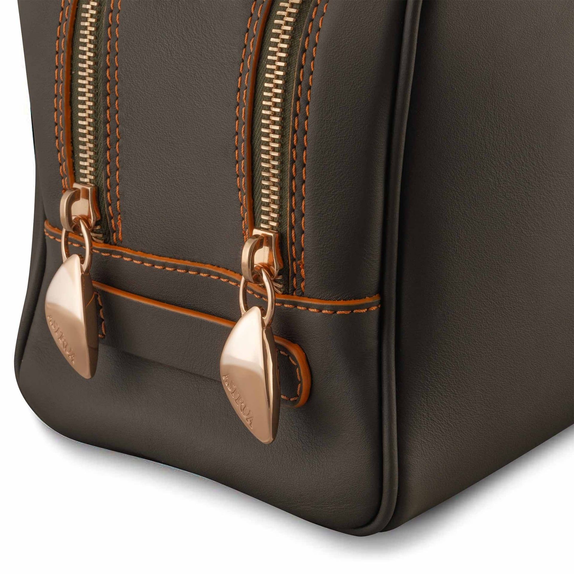ASTRUA Creations Beauty Case In Pelle Vacchetta Fango  BC2VAC45-V302