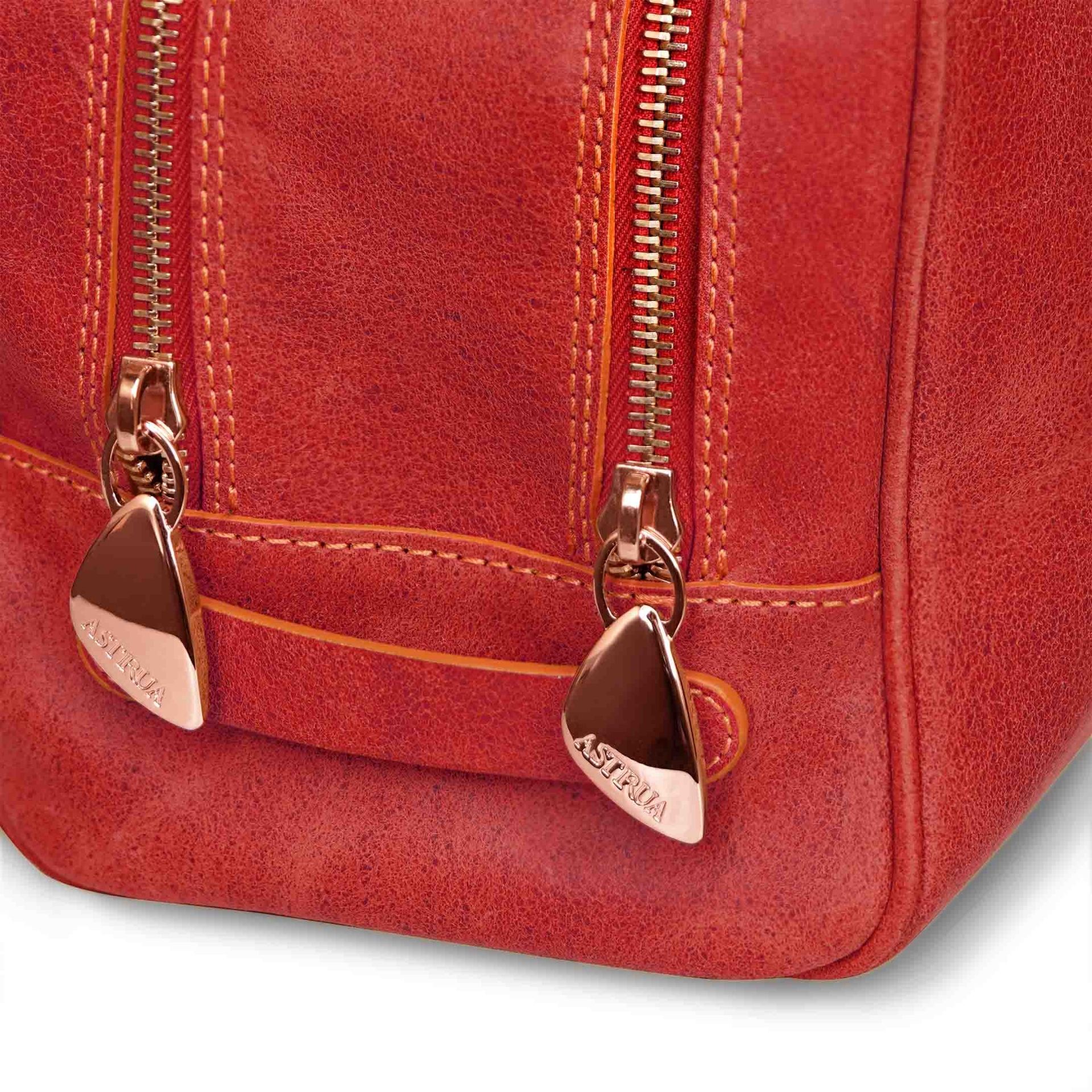 ASTRUA Creazioni Beauty Case In Pelle Vintage Rosso  BC2PV77-V302