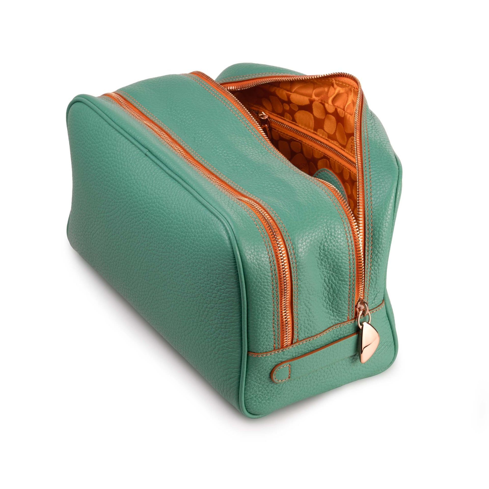 ASTRUA Creations Beauty Case In Pelle Grana Dollaro Emerald  BC2PGD64-V302