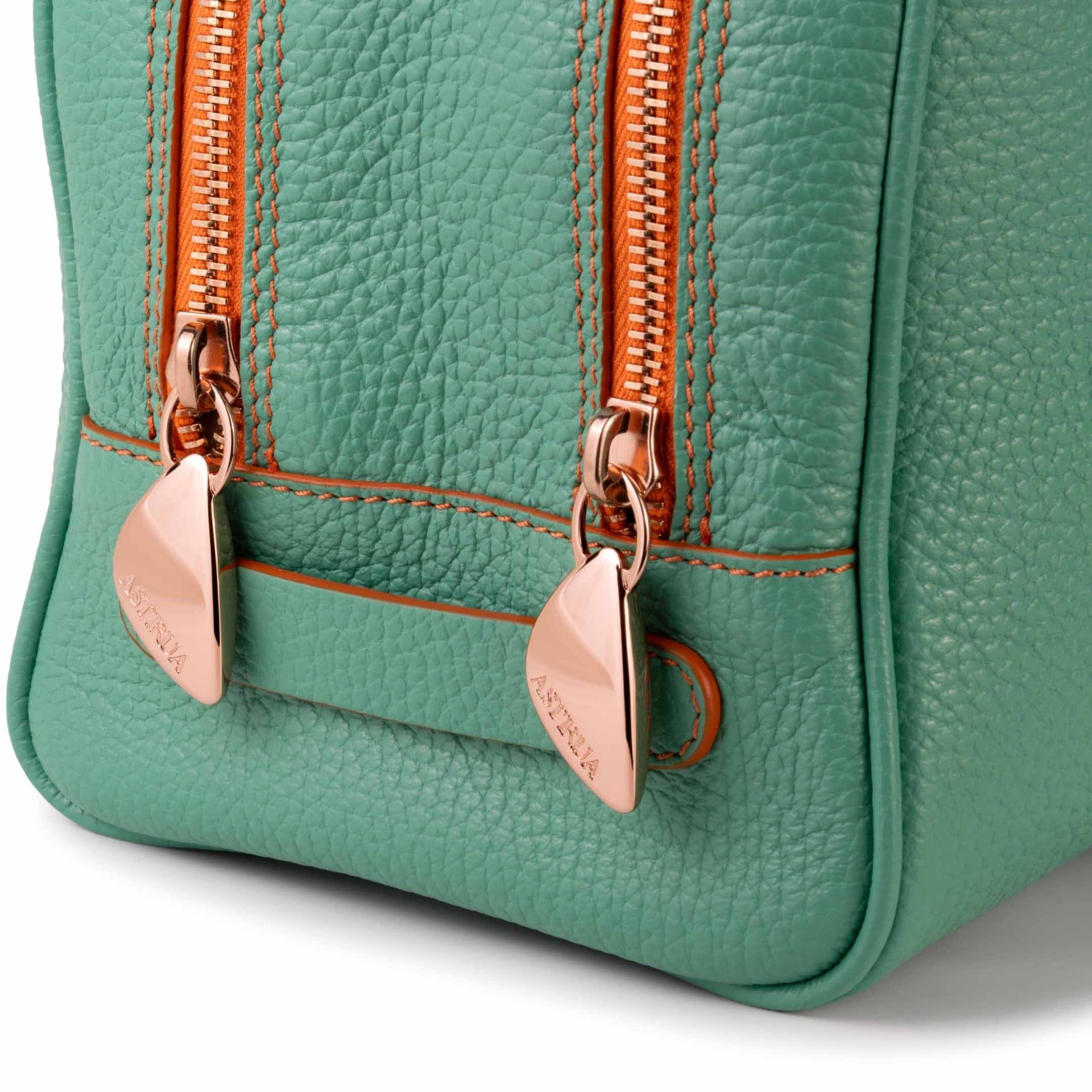 ASTRUA Creations Beauty Case In Pelle Grana Dollaro Emerald  BC2PGD64-V302