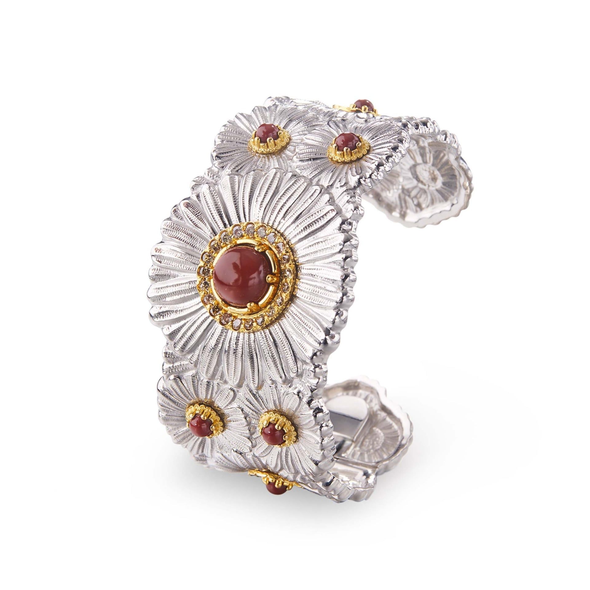 Buccellati Bracciale Blossoms Color in Argento con Diamanti e Diaspro Rosso  JAGBRA023547