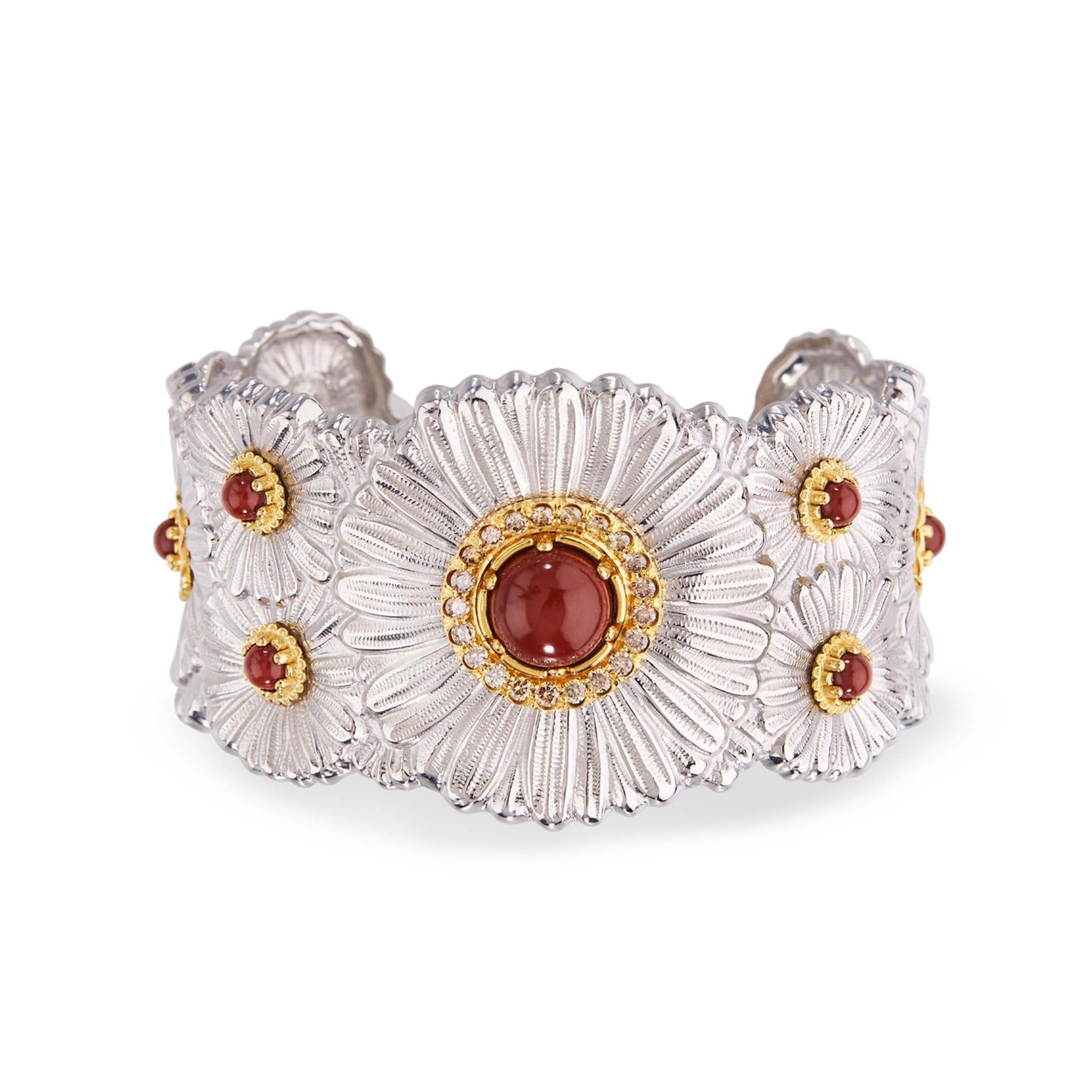 Buccellati Bracciale Blossoms Color in Argento con Diamanti e Diaspro Rosso  JAGBRA023547