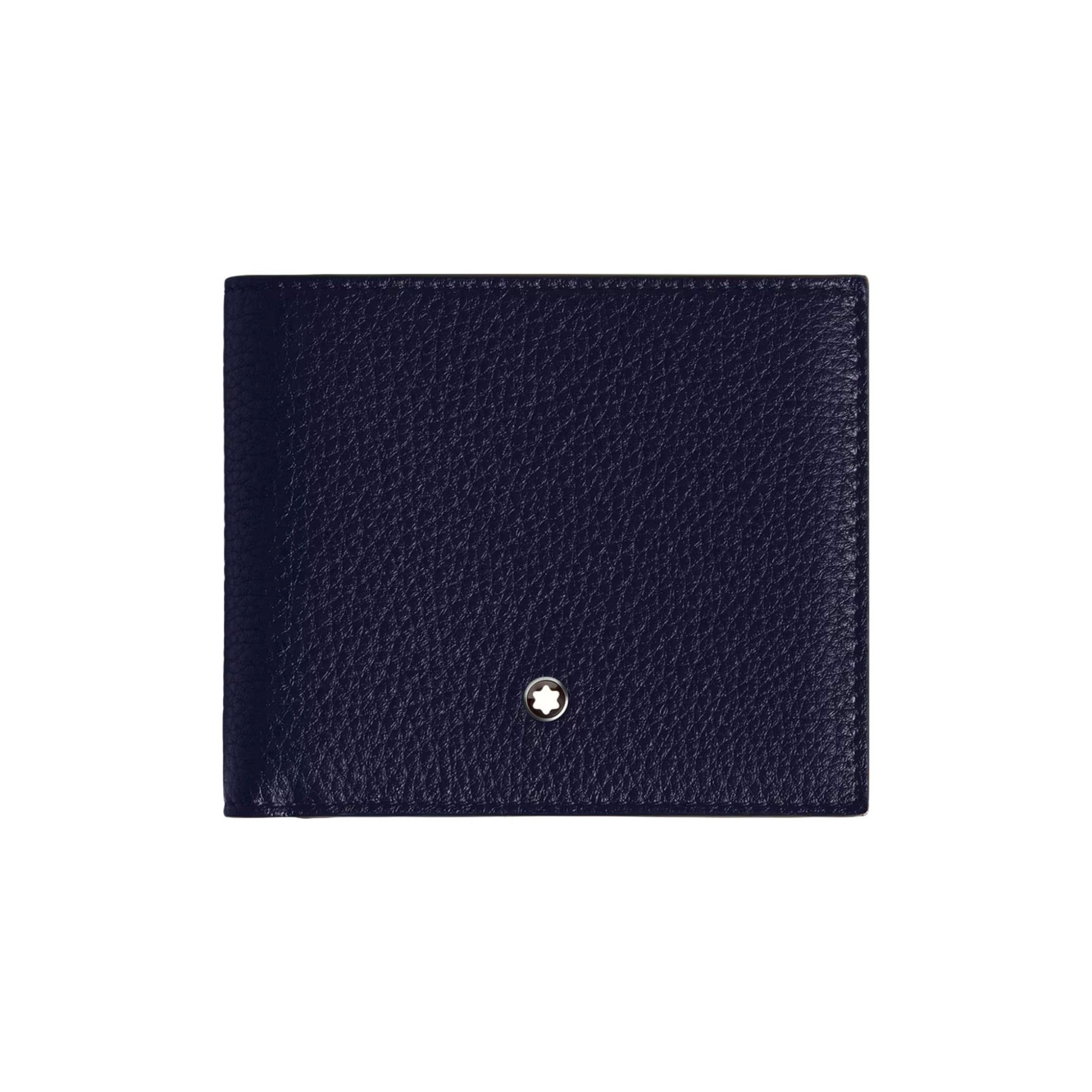 Montblanc Portafoglio 8 Tasche in Pelle con Grana Blu Mezzanotte  220038