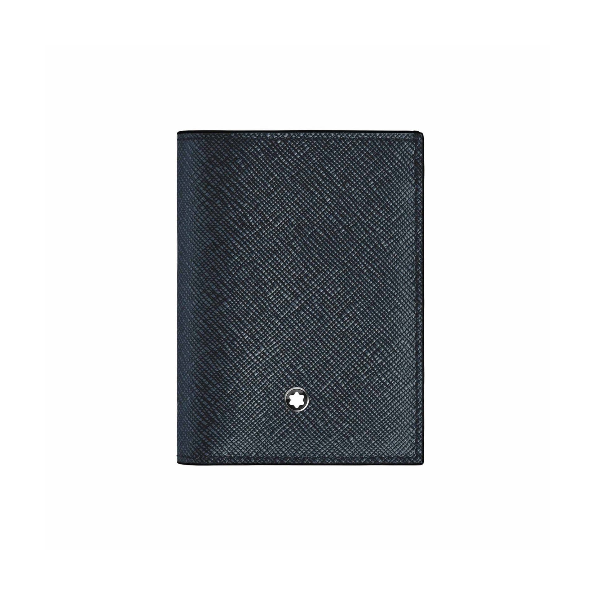 Montblanc Portafoglio Mini 4 Tasche Tweed Blu in Pelle Sartorial   220382